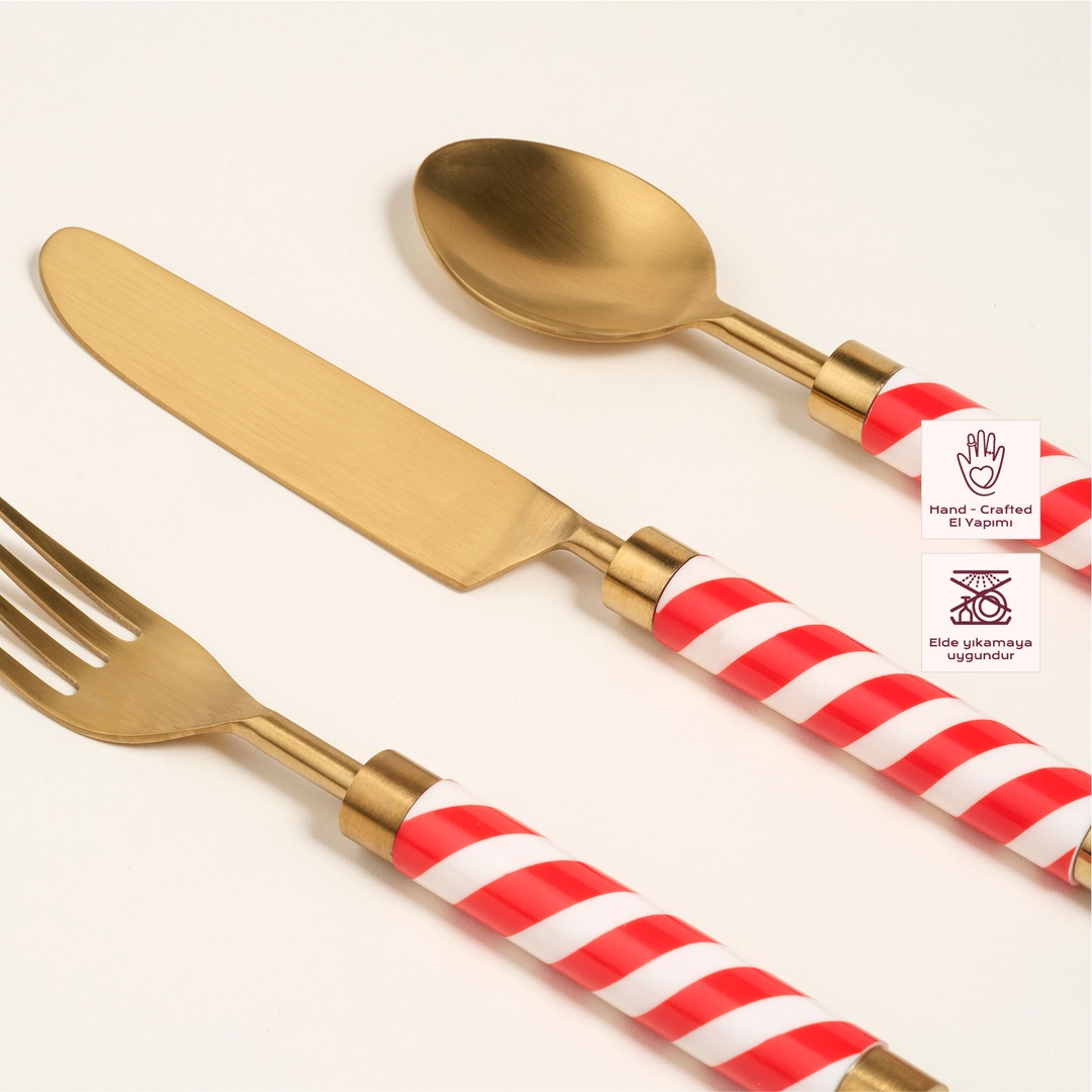 Rampur Çelik - Pirinç Çkb Seti 5x24 Cm Altın- Kırmızı