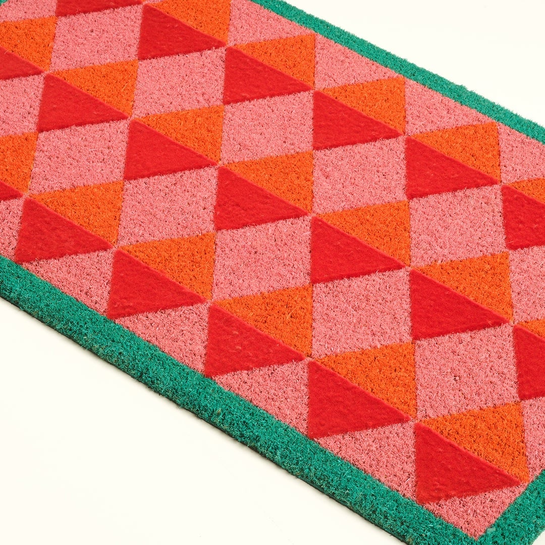 Kerala Coır Kapı Önü Paspası 45x75 Cm Kırmızı - Pembe