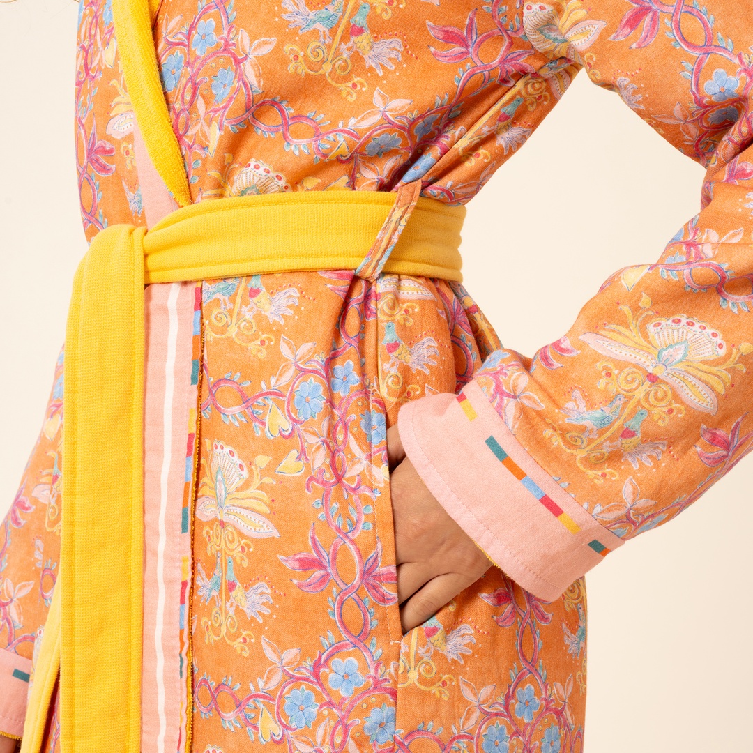 Tabea Kimono Pamuk Bornoz - Turuncu