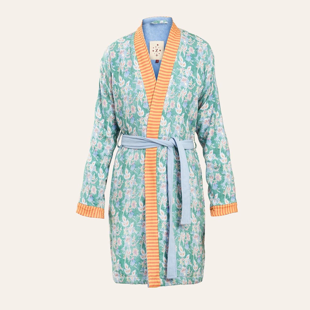 Tabea Kimono Pamuk Bornoz - Yeşil