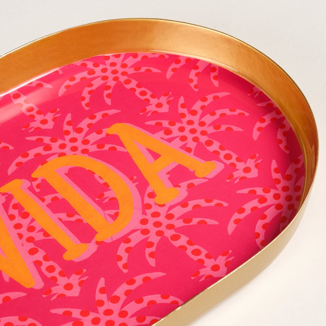 Agra Metal Dekoratif Tepsi 32x12x2 Cm Kırmızı