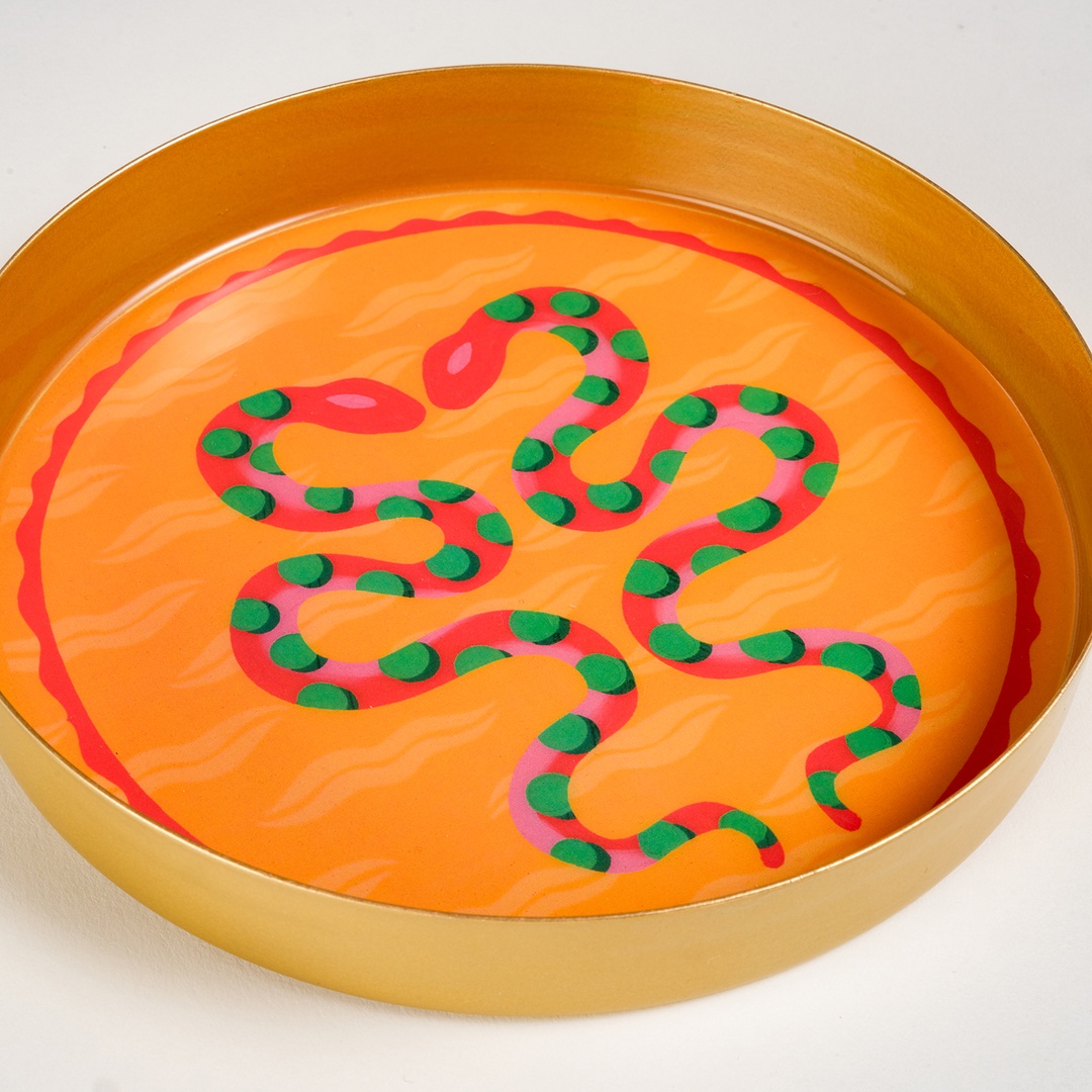 Agra Metal Dekoratif Tepsi 15x15x2 Cm Sarı