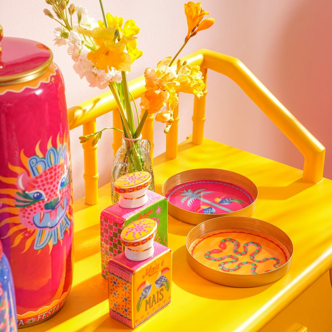 Agra Metal Dekoratif Tepsi 15x15x2 Cm Sarı