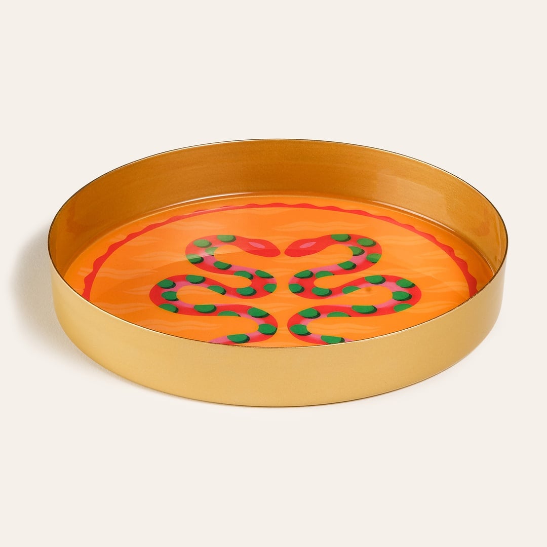 Agra Metal Dekoratif Tepsi 15x15x2 Cm Sarı