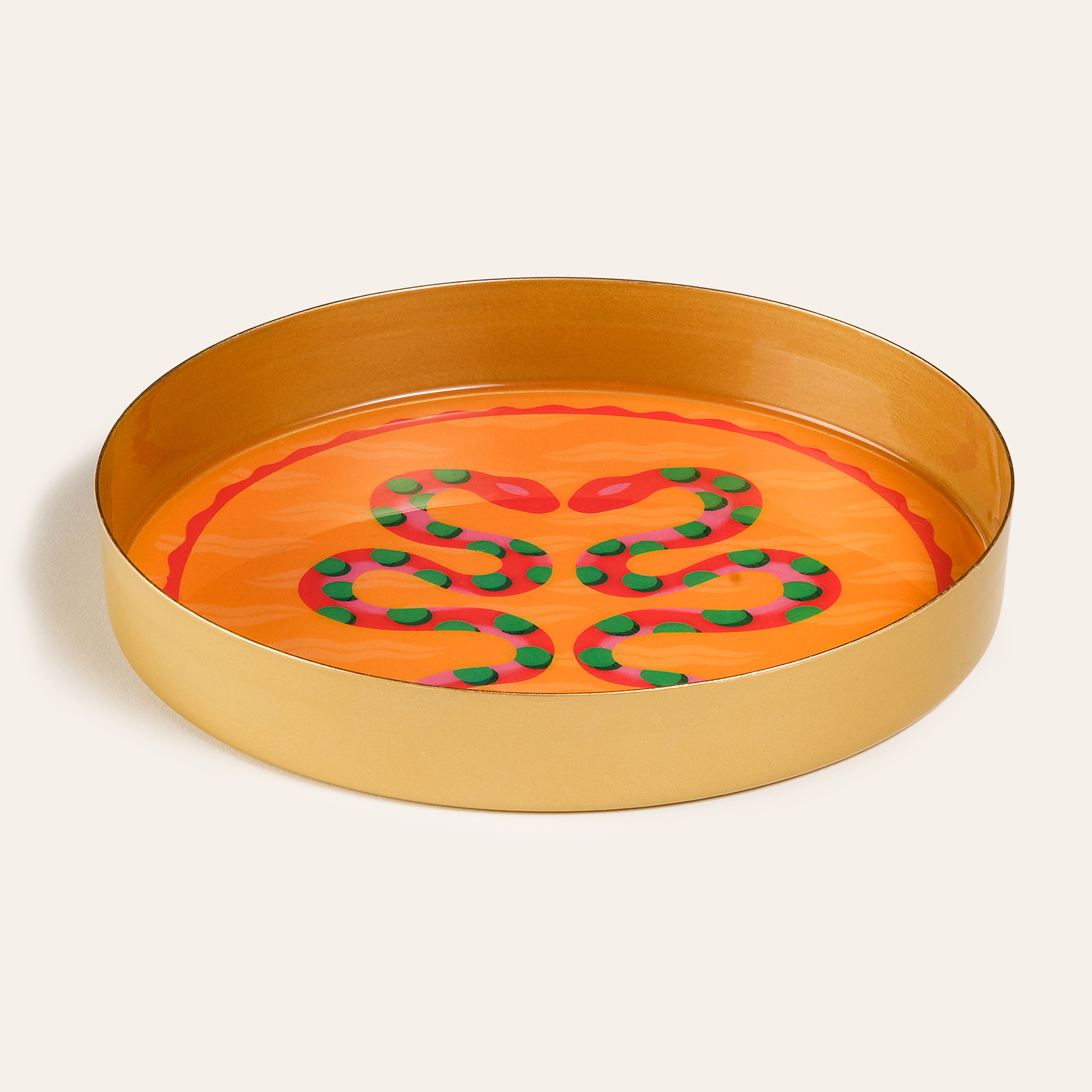 Agra Metal Dekoratif Tepsi 15x15x2 Cm Sarı