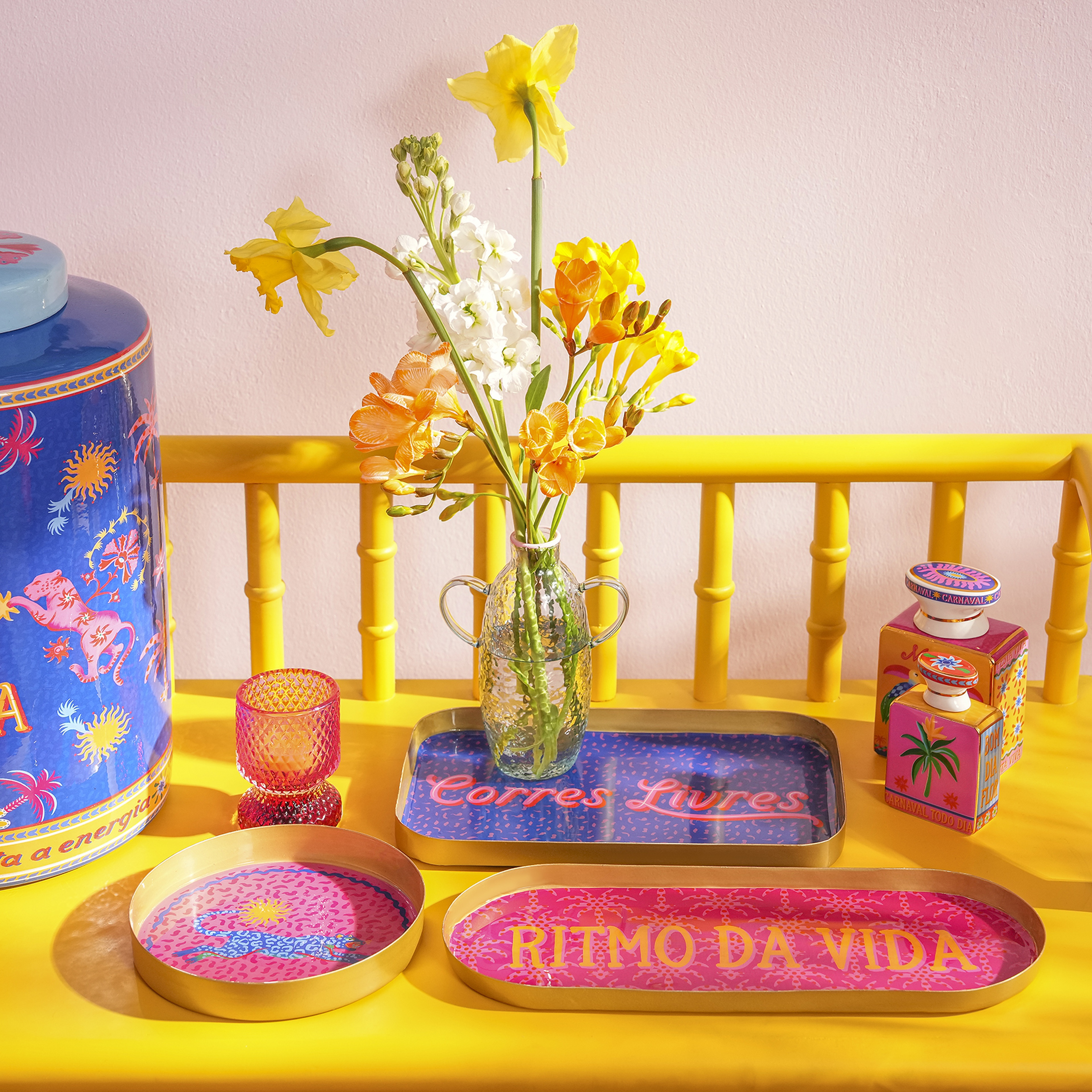 Agra Metal Dekoratif Tepsi 15x15x2 Cm Pembe