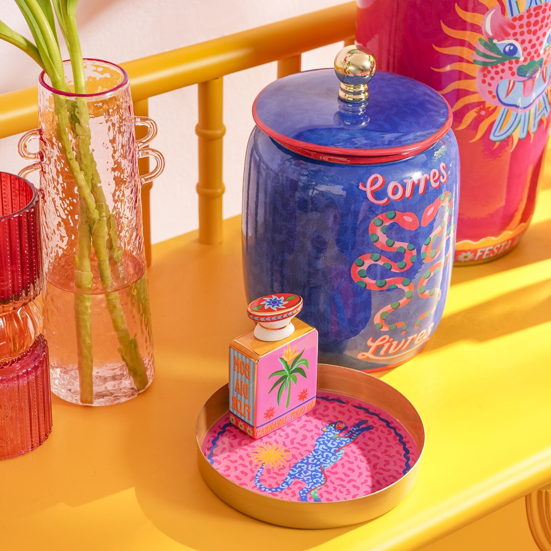 Agra Metal Dekoratif Tepsi 15x15x2 Cm Pembe