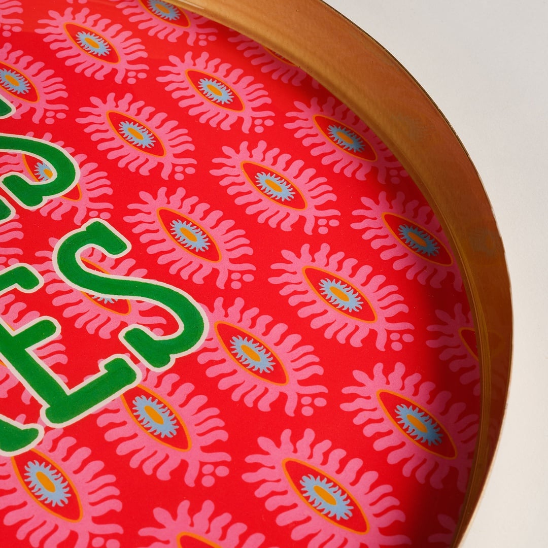 Agra Metal Dekoratif Tepsi 30x30x3 Cm Kırmızı