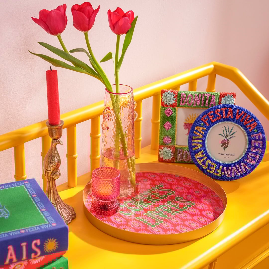 Agra Metal Dekoratif Tepsi 30x30x3 Cm Kırmızı