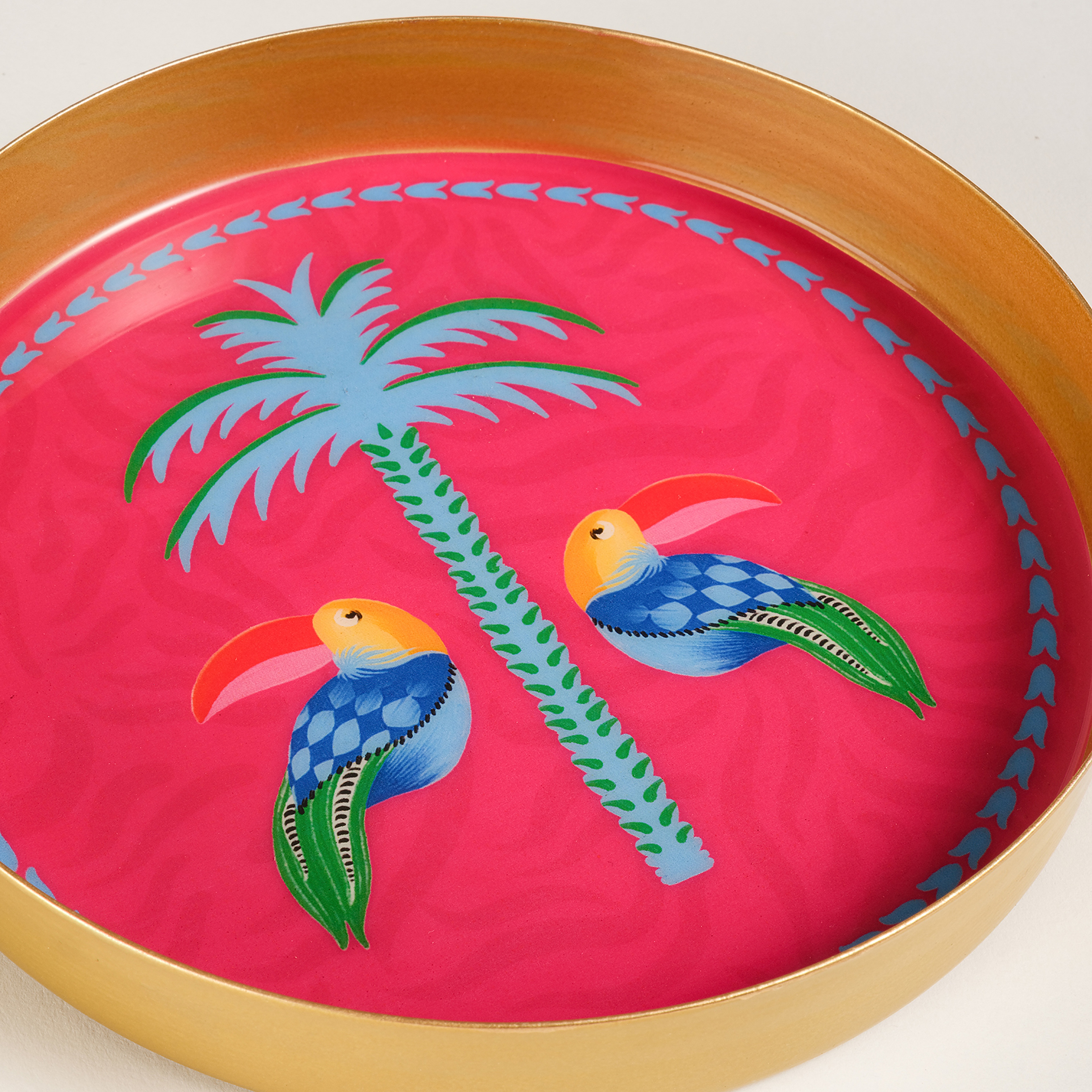 Agra Metal Dekoratif Tepsi 15x15x2 Cm Fuşya