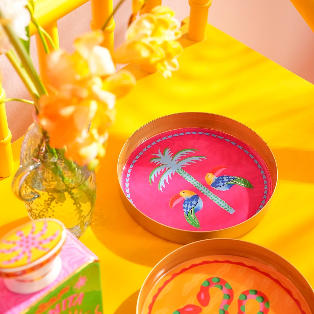 Agra Metal Dekoratif Tepsi 15x15x2 Cm Fuşya