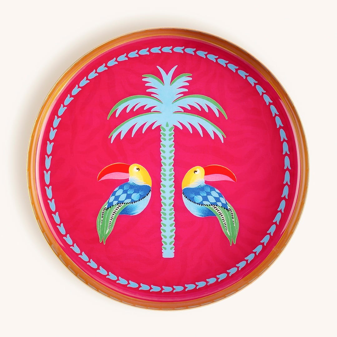 Agra Metal Dekoratif Tepsi 15x15x2 Cm Fuşya