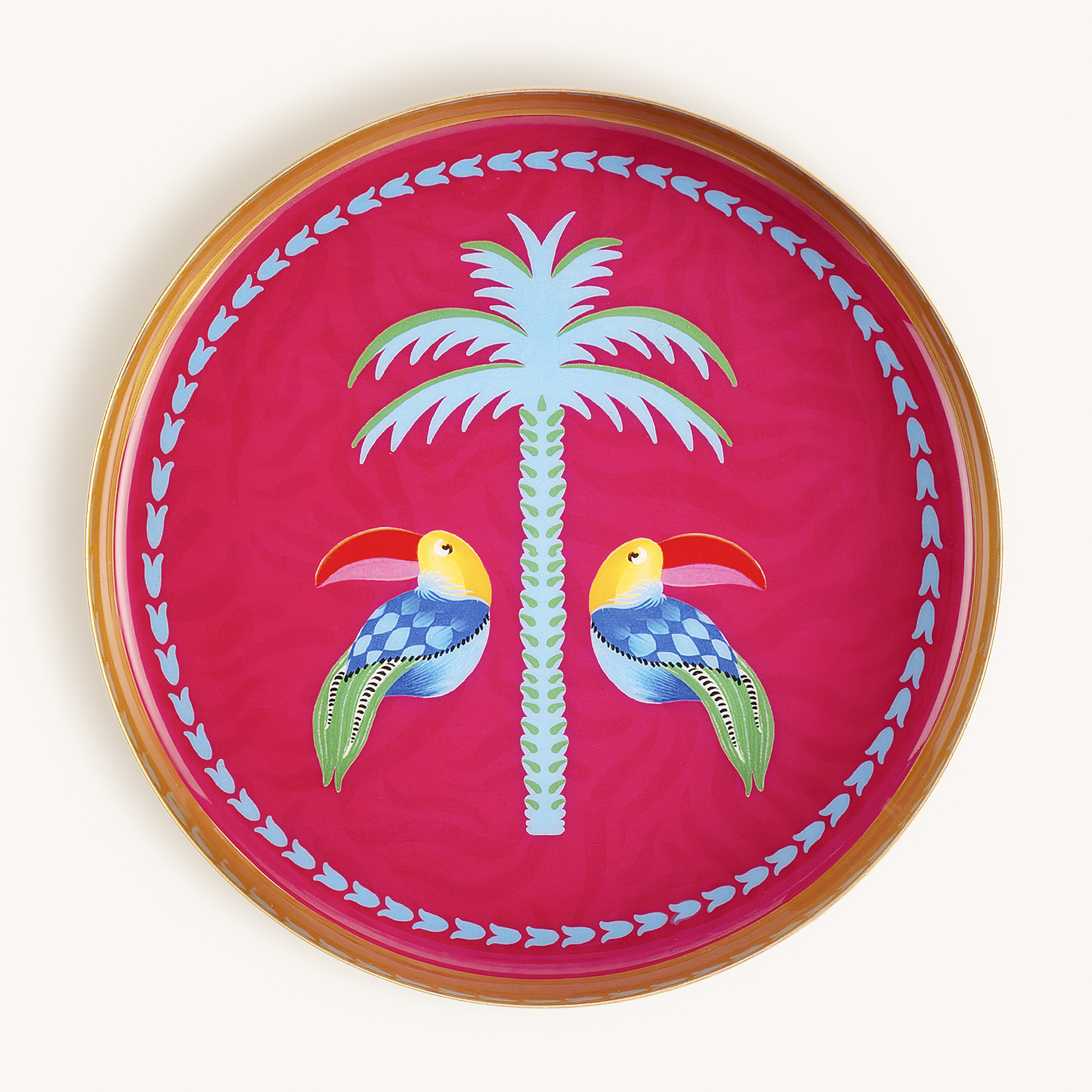 Agra Metal Dekoratif Tepsi 15x15x2 Cm Fuşya