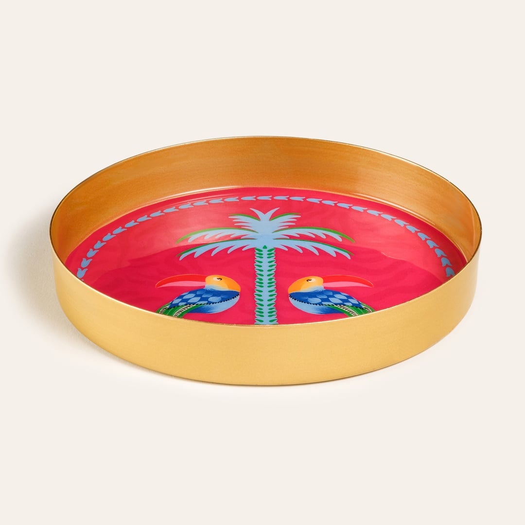 Agra Metal Dekoratif Tepsi 15x15x2 Cm Fuşya