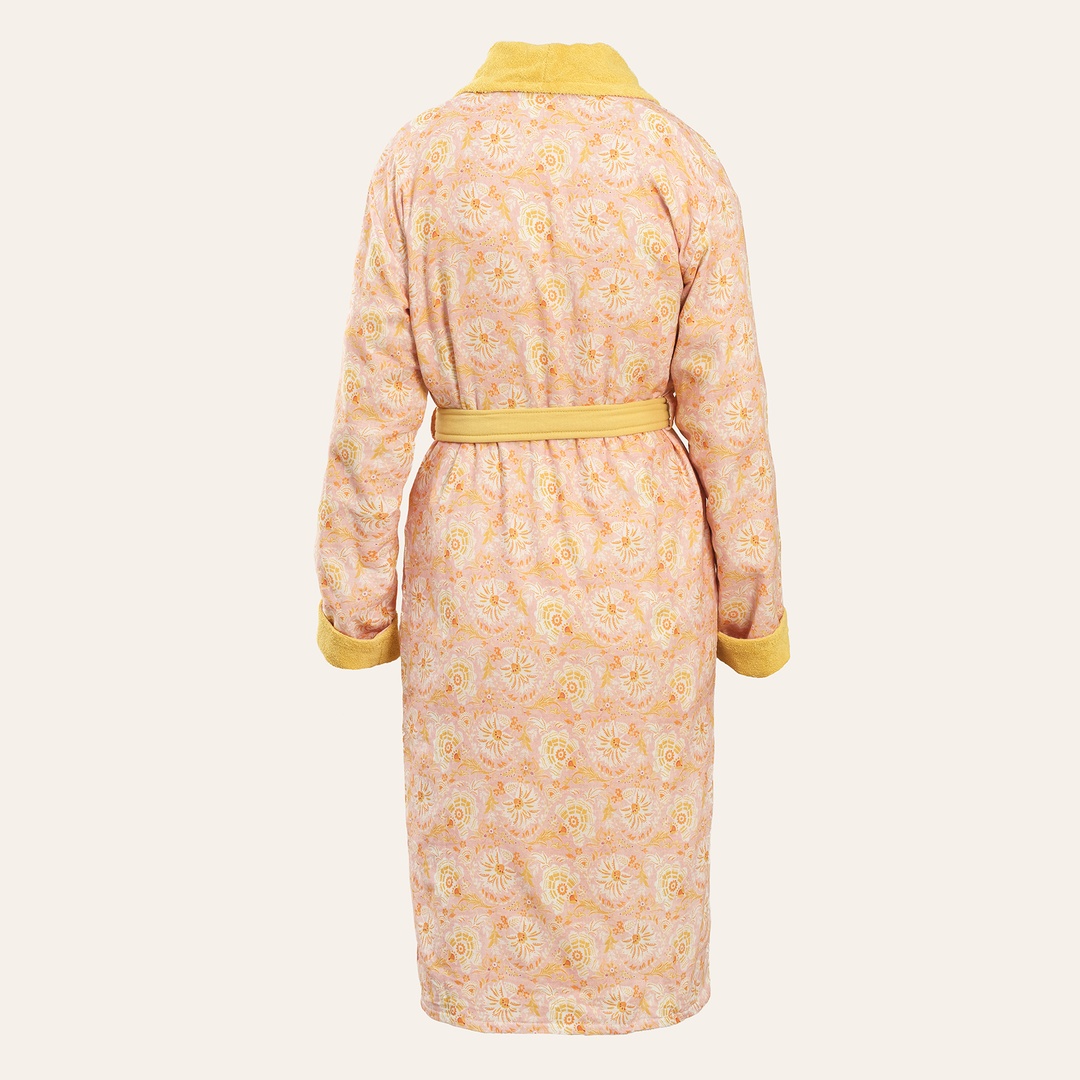 Tabea Şal Yaka Müslin Pamuk %100 Pamuk Bornoz - Sarı