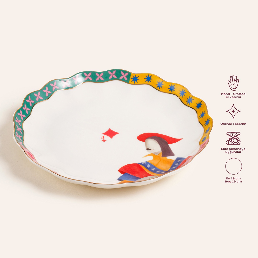 Luohu Porselen Pasta Tabağı 19x19x2 Cm Renkli