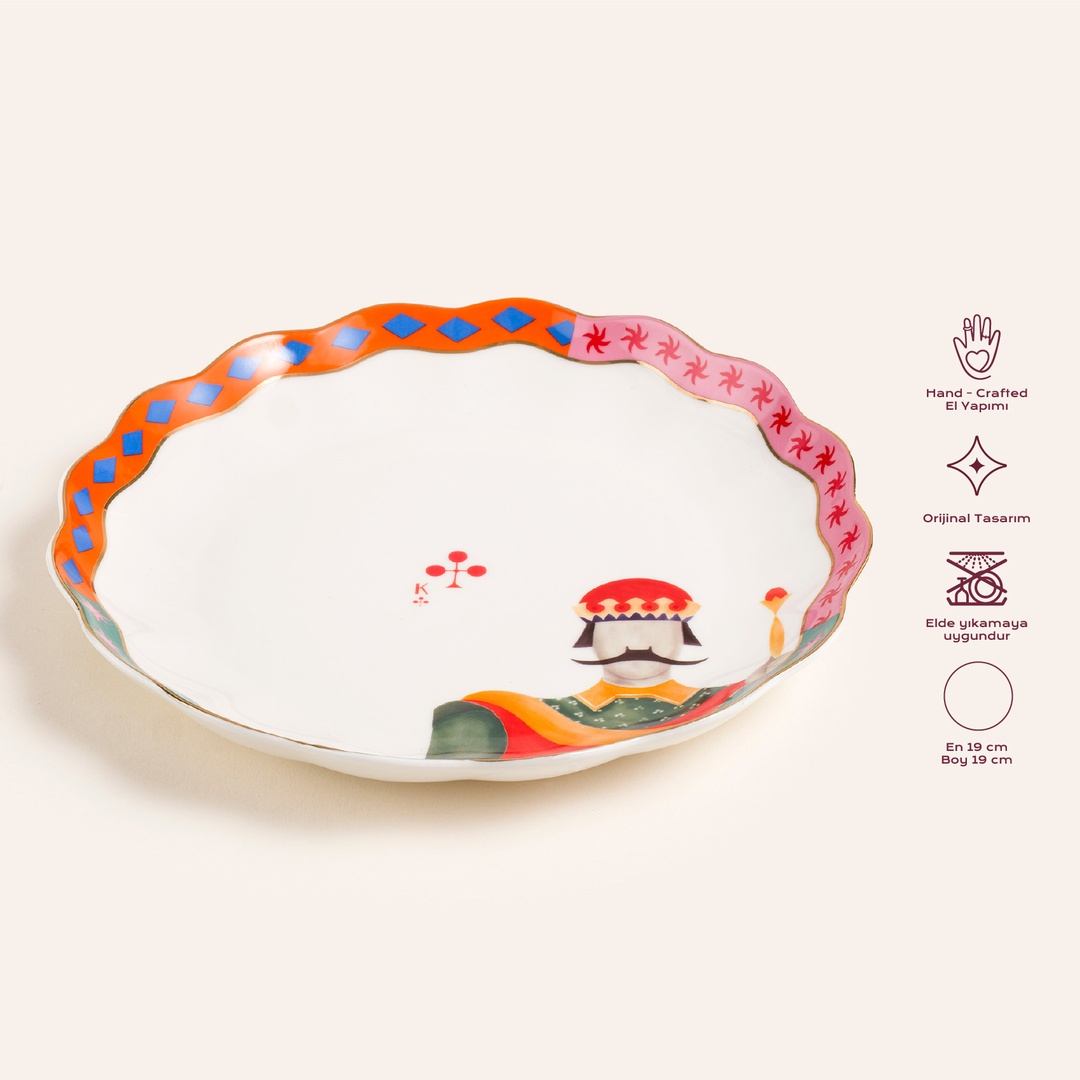 Luohu Porselen Pasta Tabağı 19x19x2 Cm Renkli