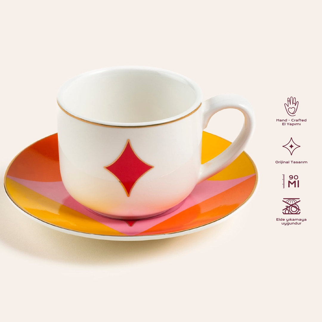 Luohu Porselen Kahve Seti 90 Ml Renkli