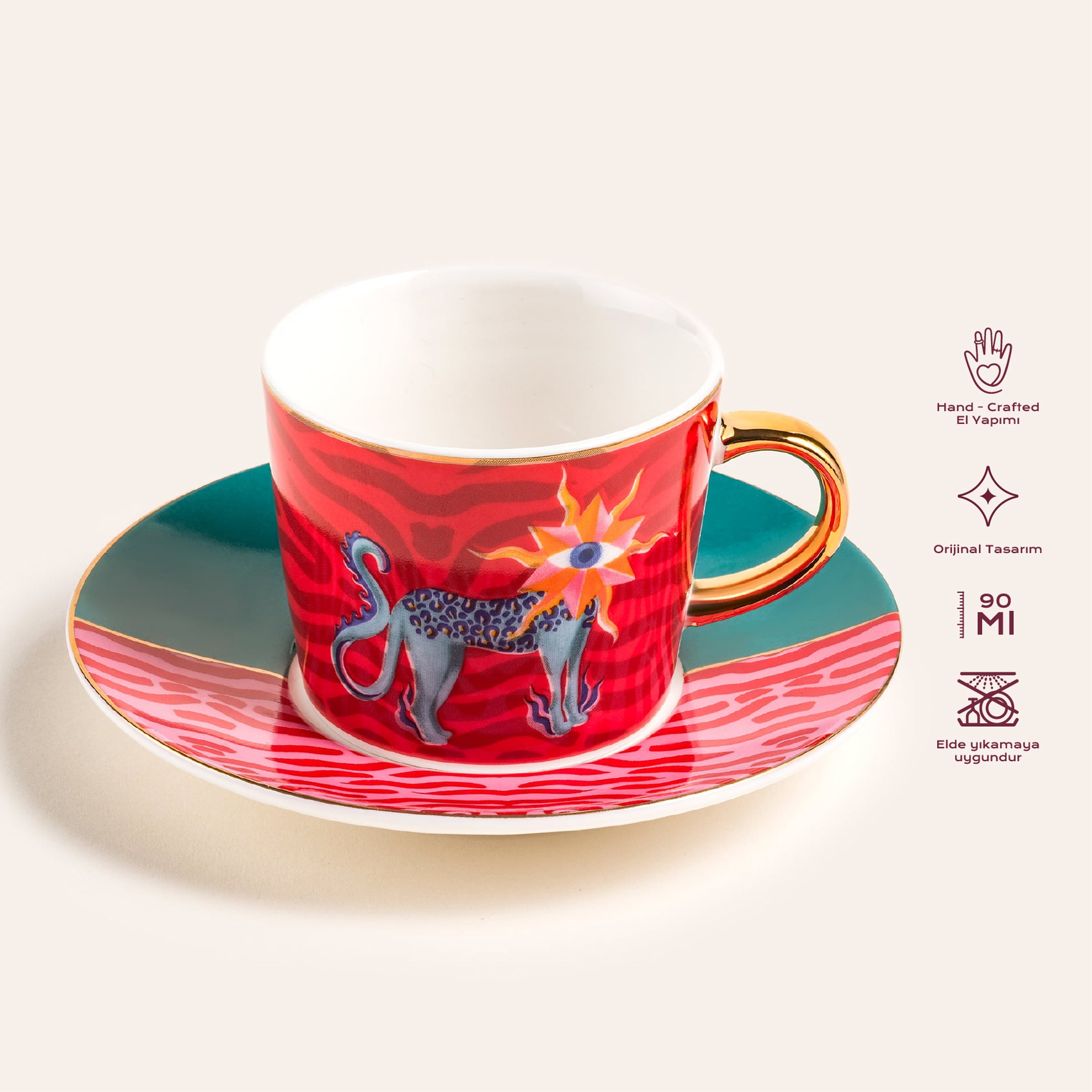 Luohu Porselen Kahve Seti 90 Ml Renkli