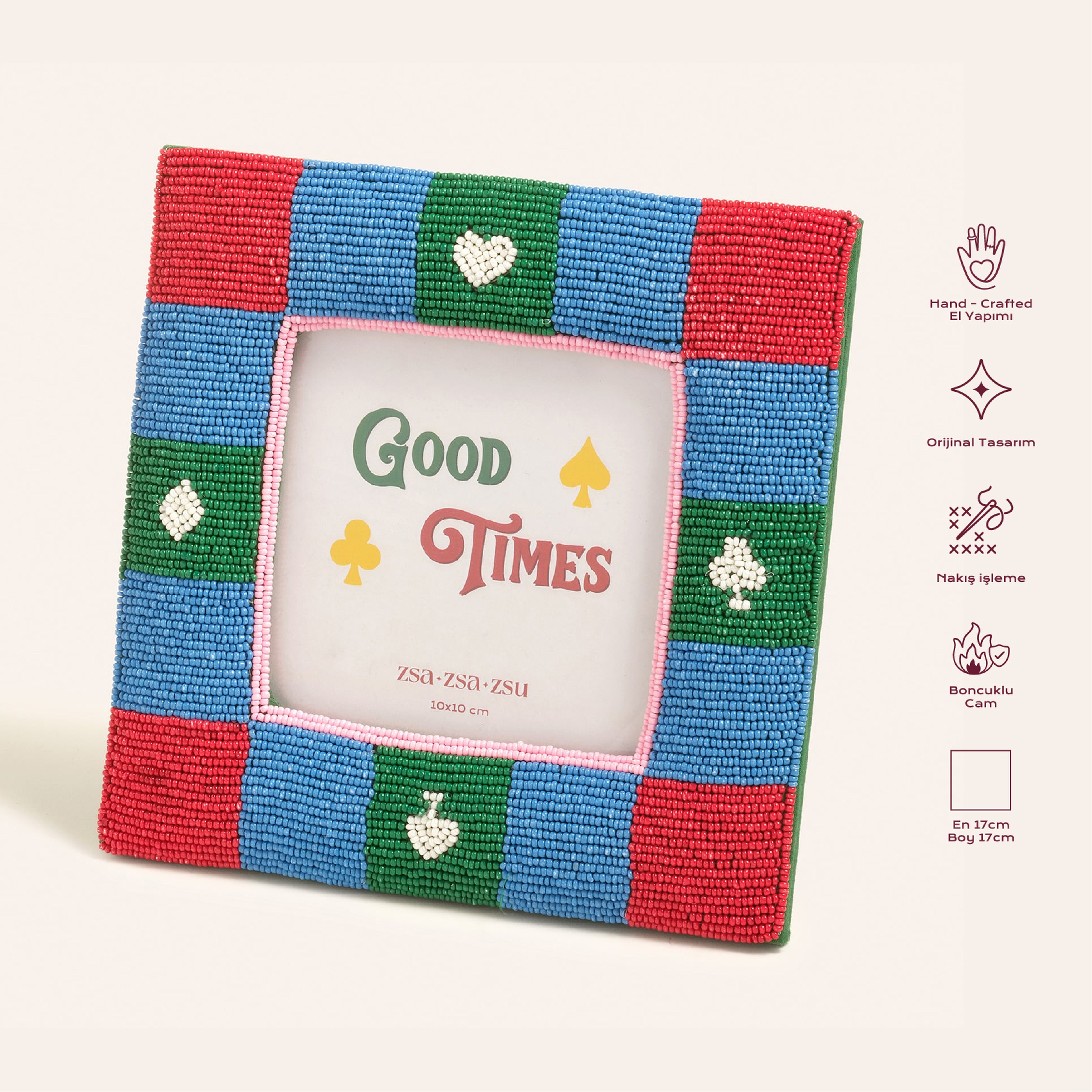 Dadrı Cam Boncuk-ahşap Çerçeve 17x17 Cm Renkli
