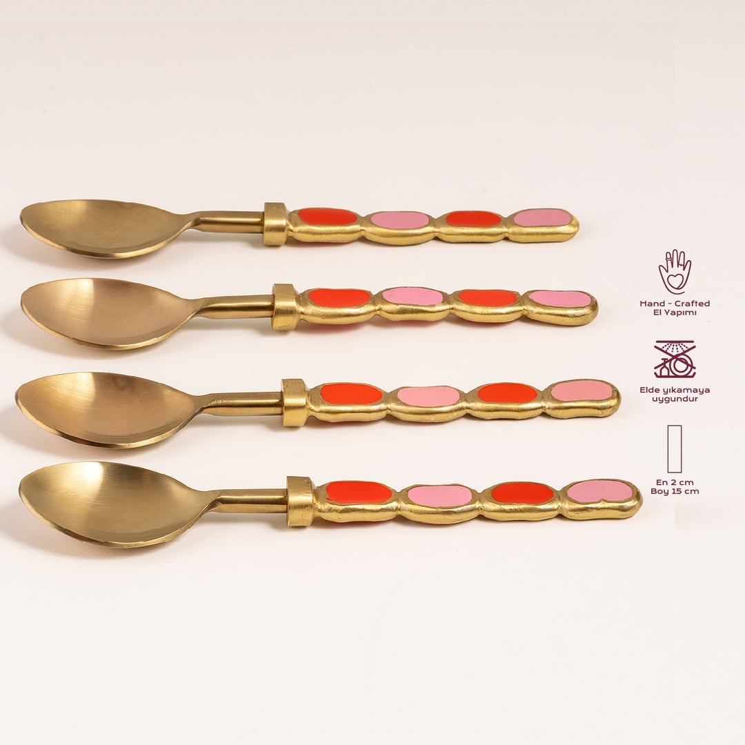 Rampur Çelik - Pirinç Çkb Seti 2x15x0.3 Cm Kırmızı - Pembe