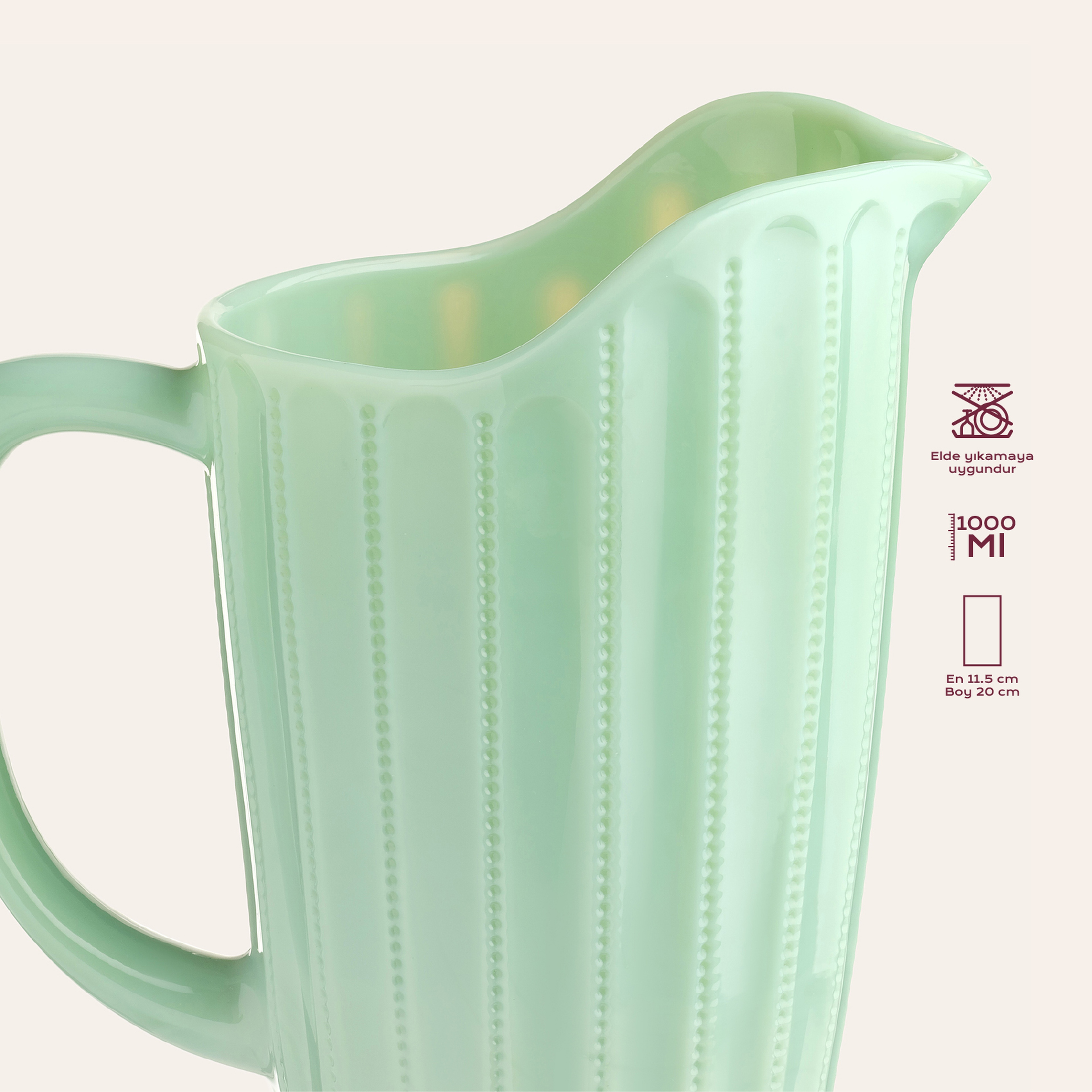 Henan Cam Sürahi 1000 Ml Yeşil