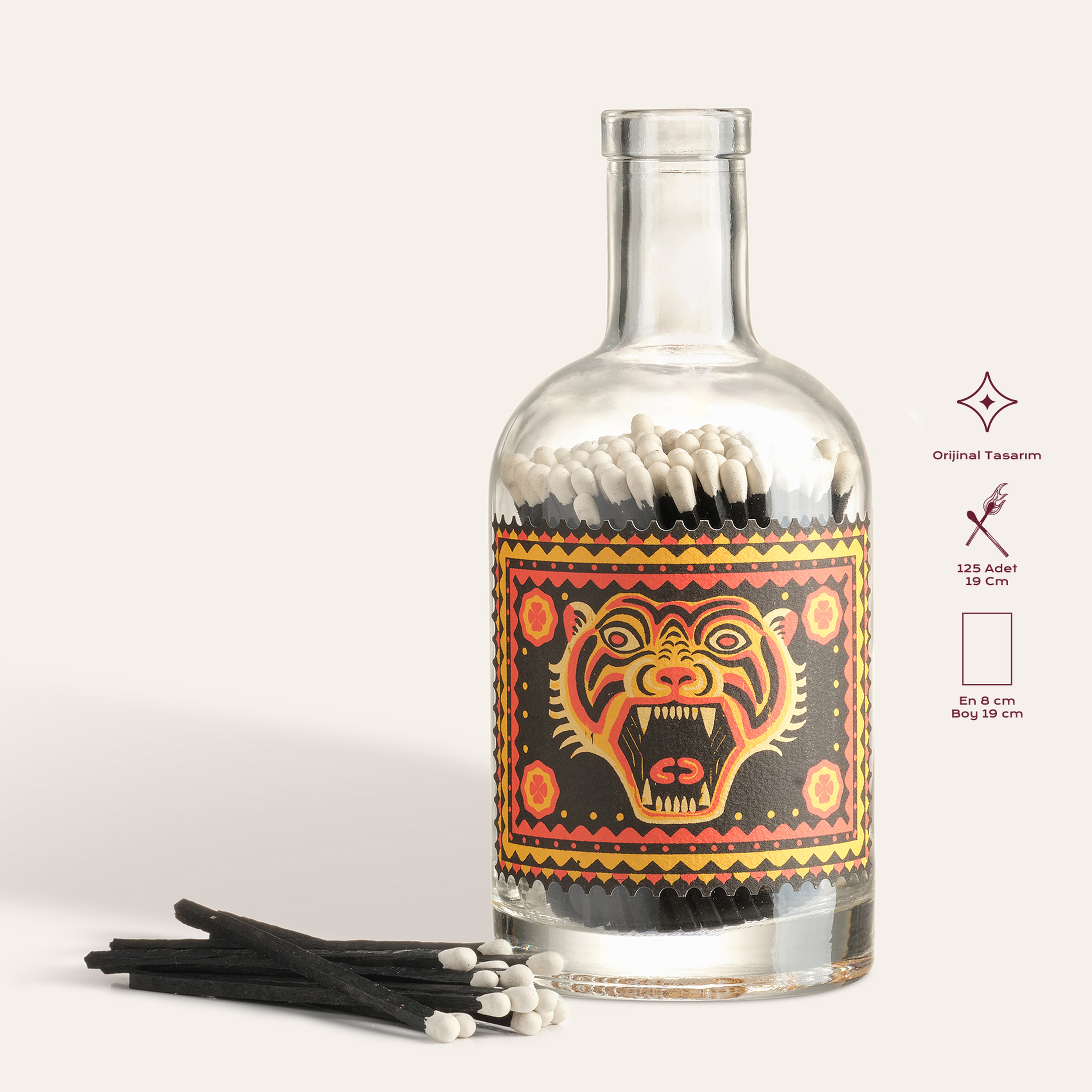 Roar Stamp Ahşap Kibrit Hediyelik Eşya 19x8x8 Cm Renkli