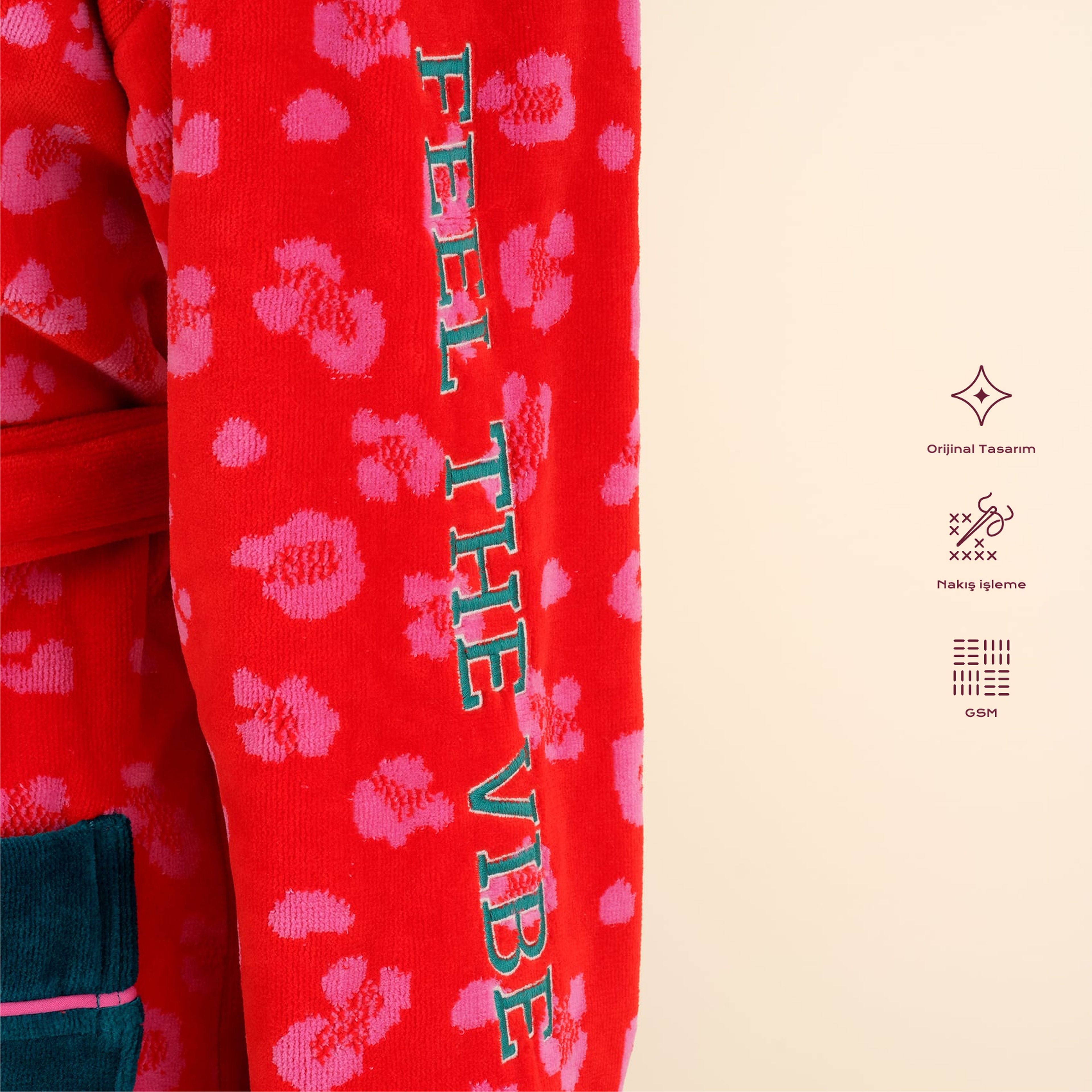 Tabea Pembe - Kırmızı Bornoz