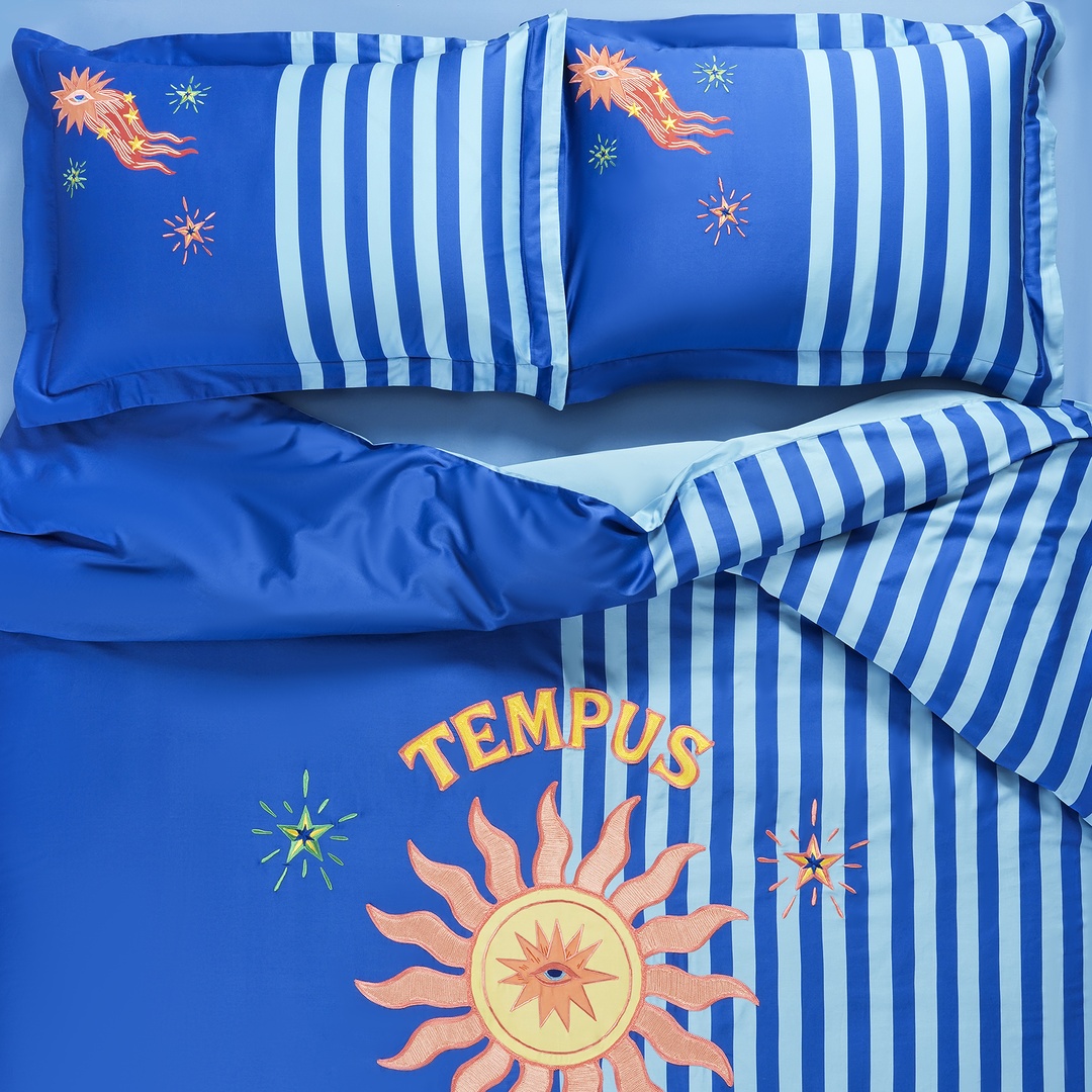 Lahor Mavi E.kıng Sıze Pamuk Saten Nevresim Seti