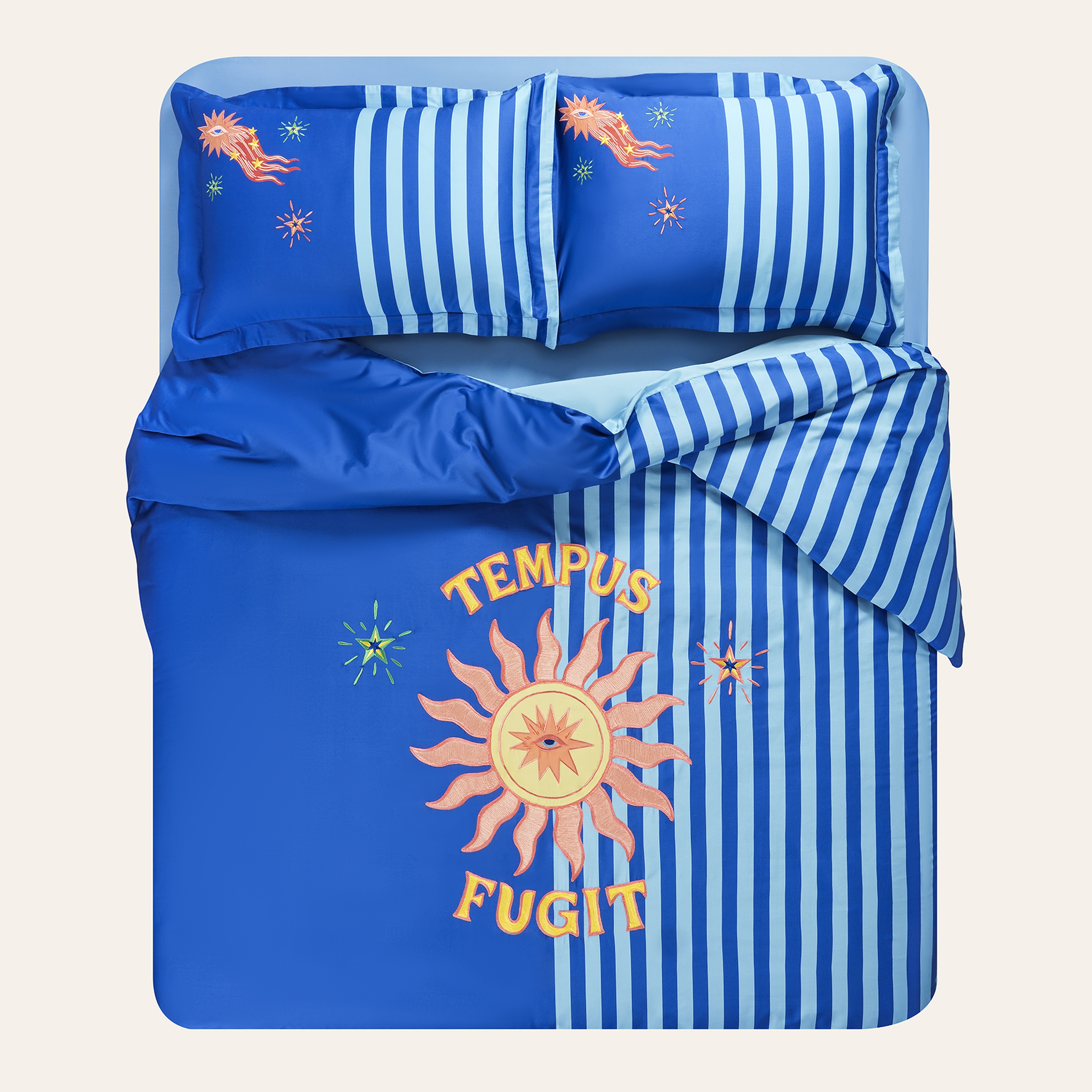 Lahor Mavi E.kıng Sıze Pamuk Saten Nevresim Seti