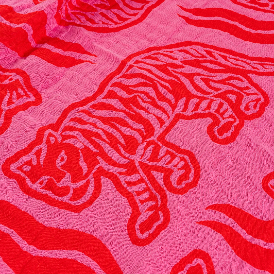 Costa Saçaklı Jakarlı Pamuk Yatak Örtüsü 260x240 Cm Kırmızı - Pembe