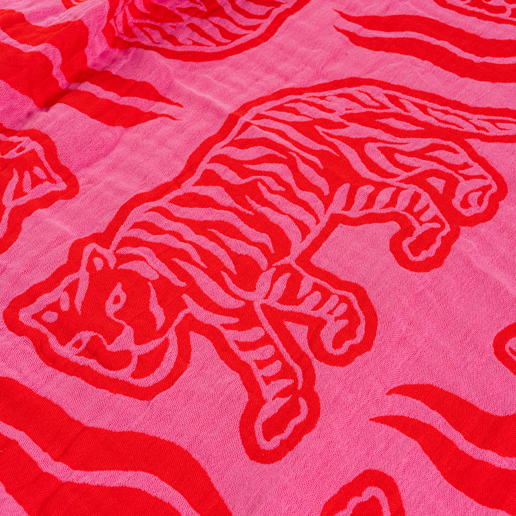 Costa Saçaklı Jakarlı Pamuk Yatak Örtüsü 260x240 Cm Kırmızı - Pembe