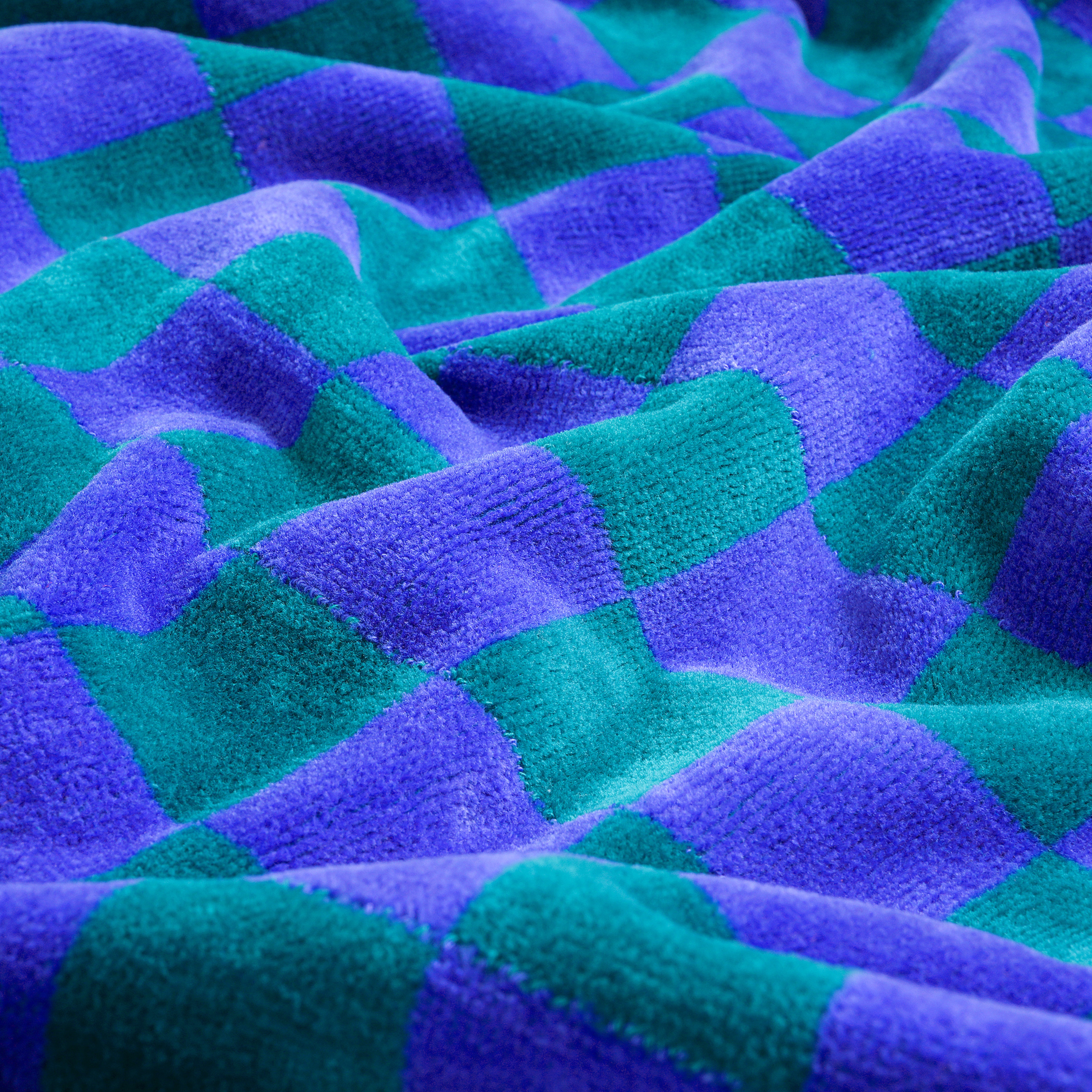 Tabea Nakışlı Damalı Kadife Pamuk El Havlusu 30x50 Cm Yeşil - Mavi