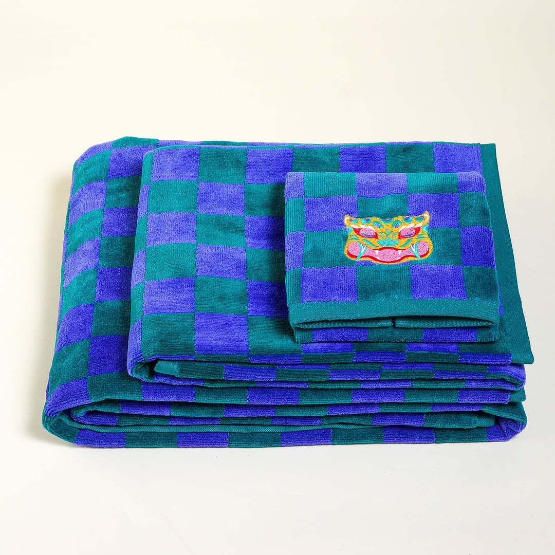 Tabea Yeşil - Mavi Yüz Havlusu 50x90 Cm