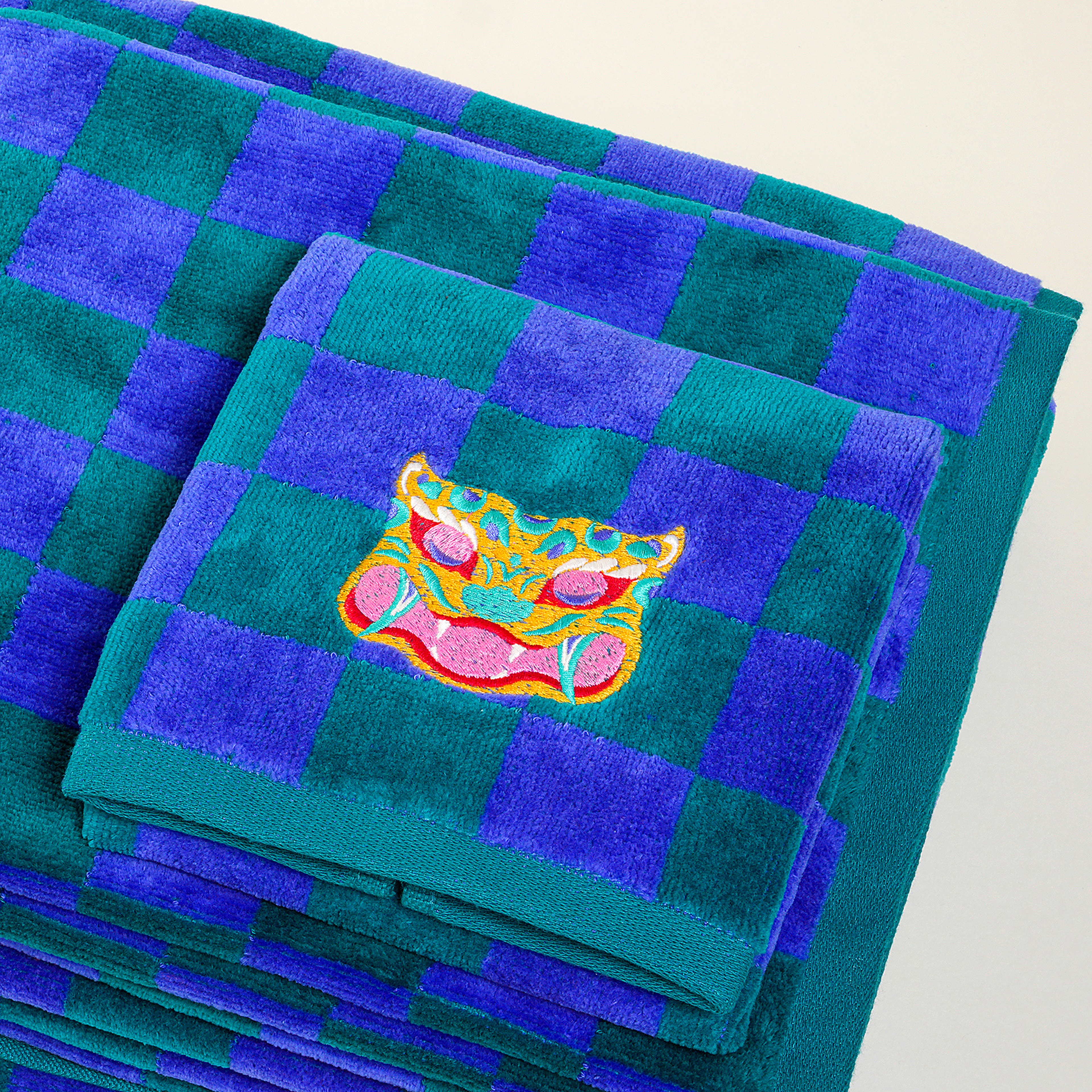 Tabea Yeşil - Mavi Banyo Havlusu 90x150 Cm