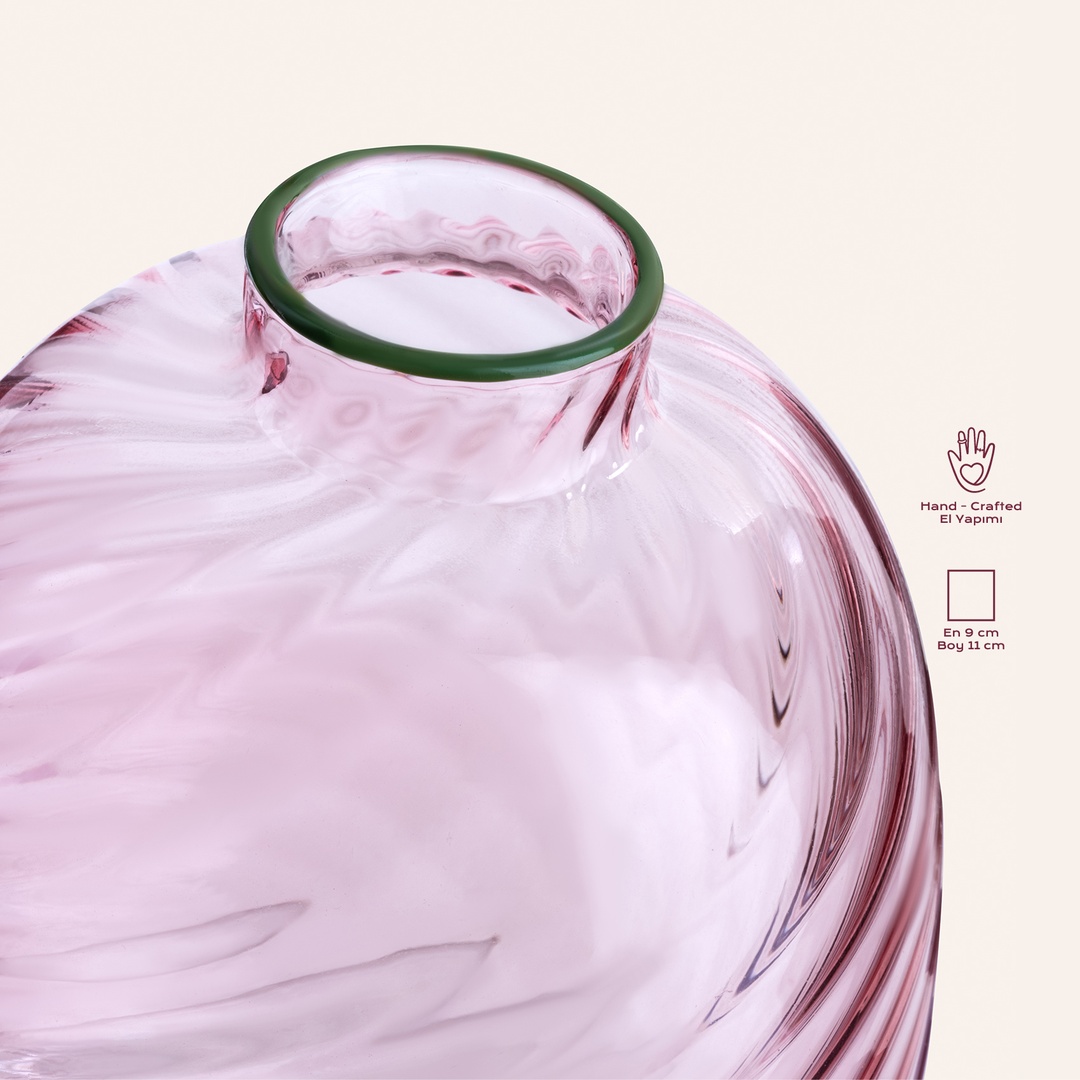 Nanjıng Borosilikat Cam Dekoratif Obje 9x9x11 Cm Pembe