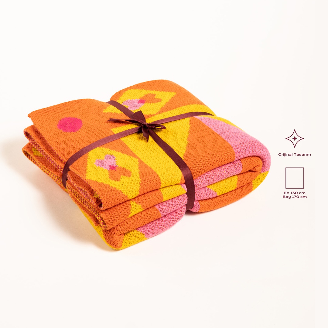 Moda Jakarlı Örme Akrilik 100% Akrilik Koltuk Şalı 130x170 Cm Renkli