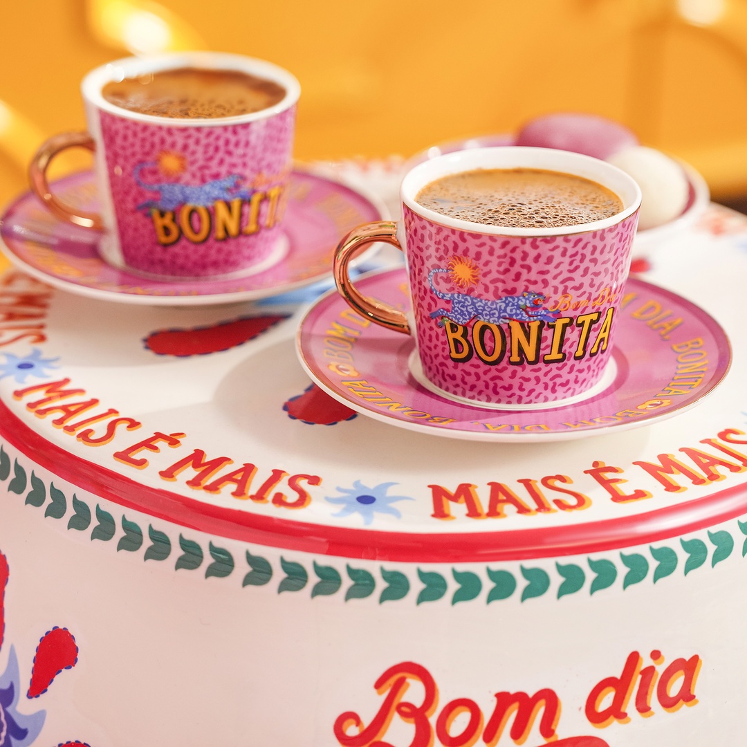 Luohu Porselen Kahve Seti 90 Ml Pembe