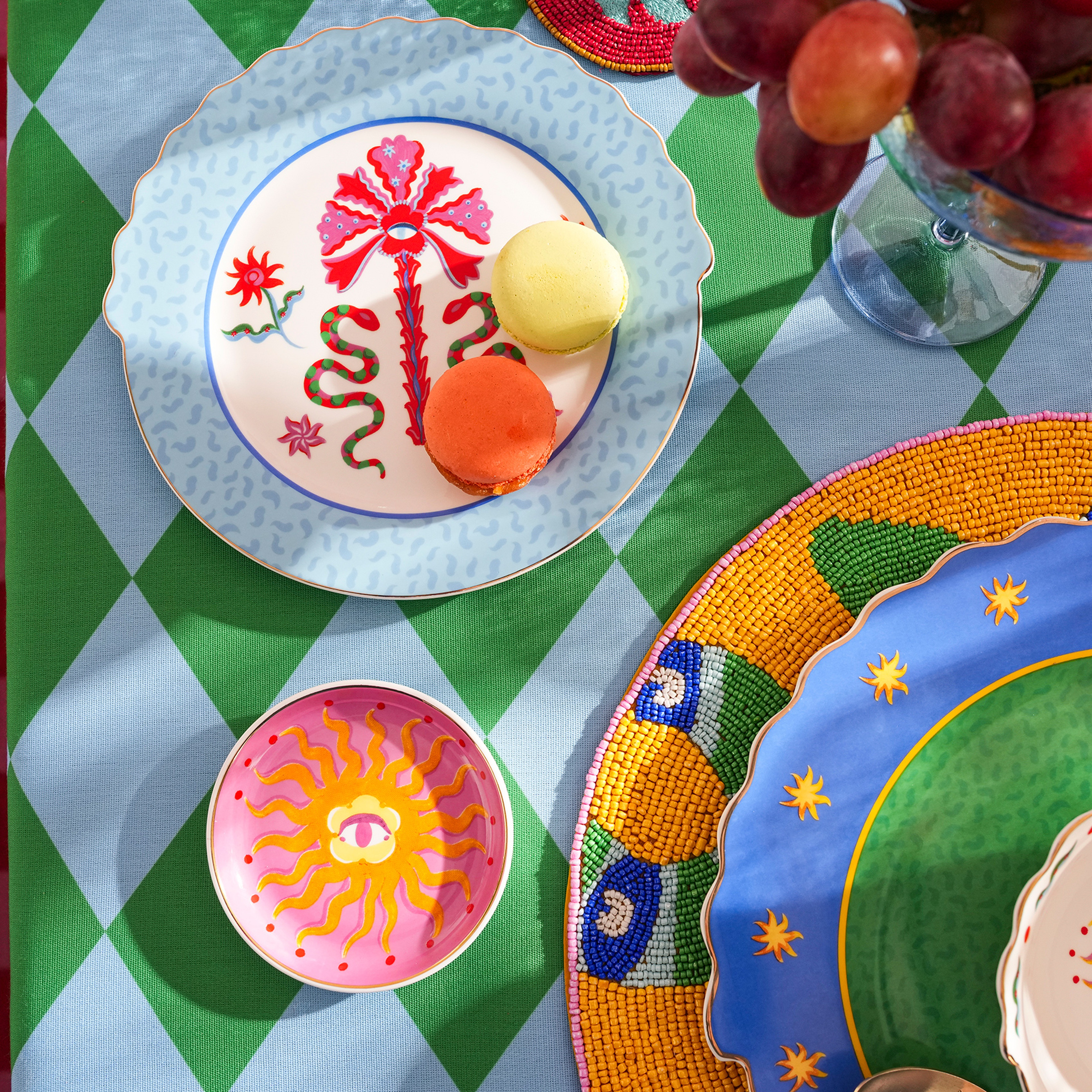 Luohu Porselen Pasta Tabağı 20 Cm Mavi