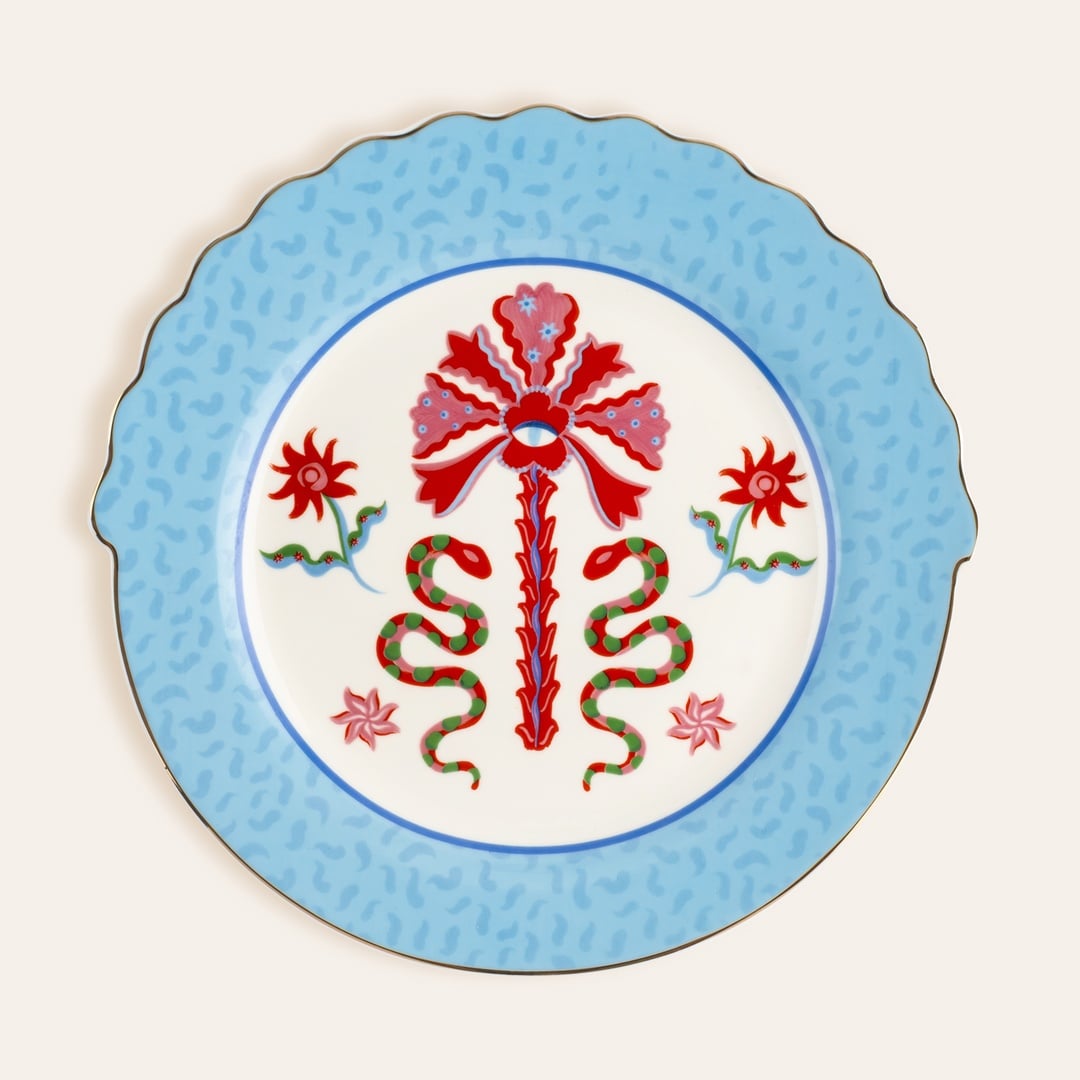 Luohu Porselen Pasta Tabağı 20 Cm Mavi