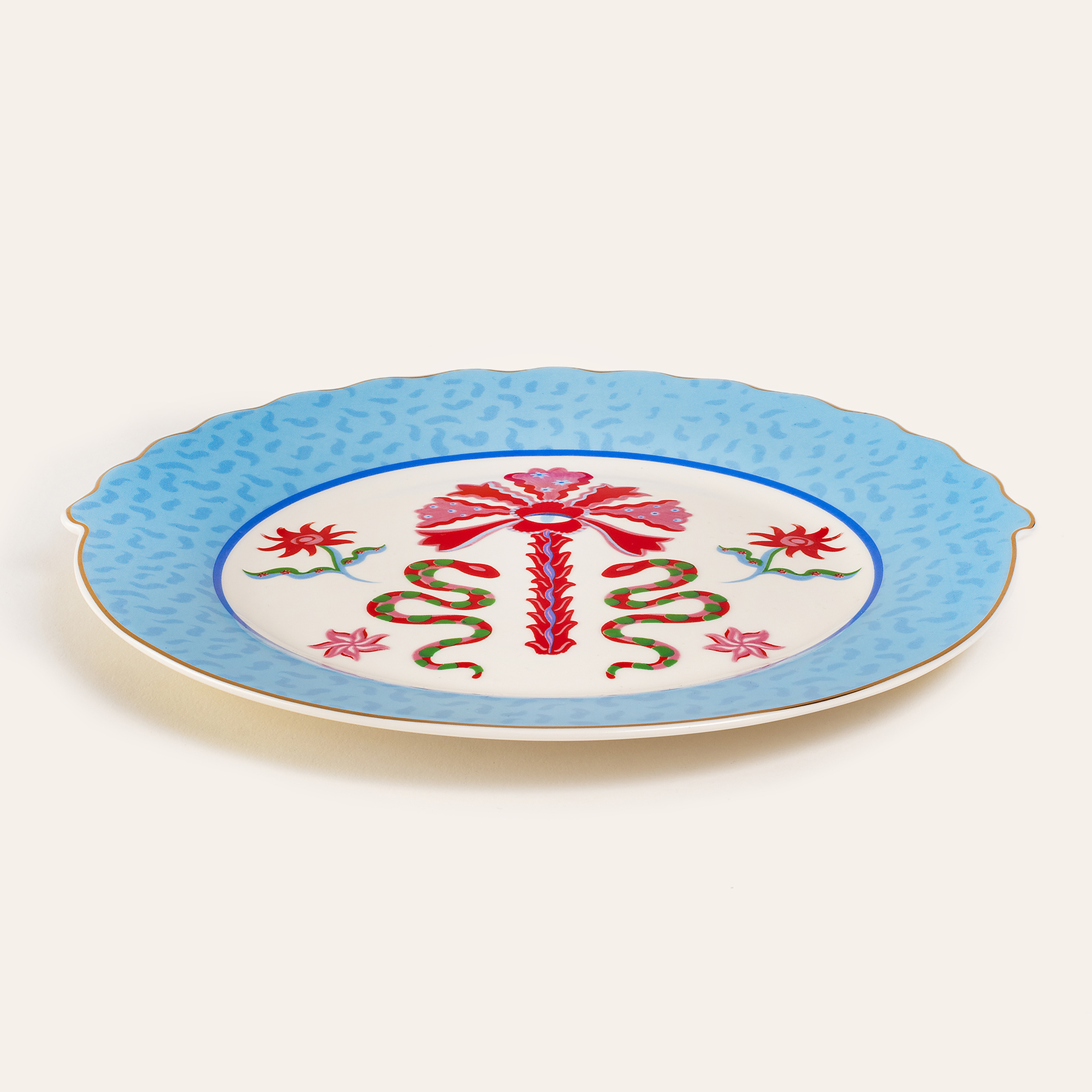 Luohu Porselen Pasta Tabağı 20 Cm Mavi