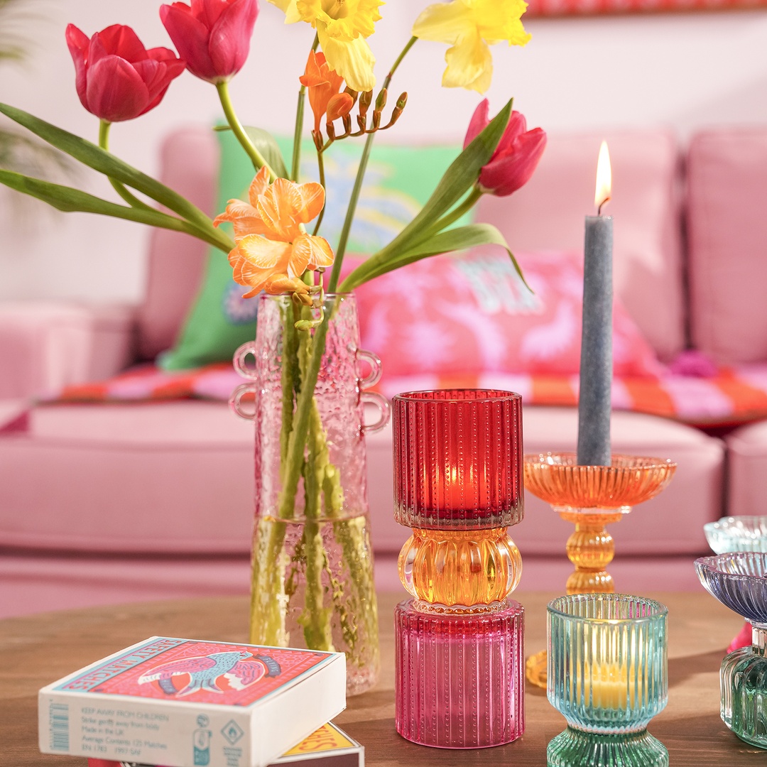 Nanjıng Cam Dekoratif Obje 7x7x18.5 Cm Renkli