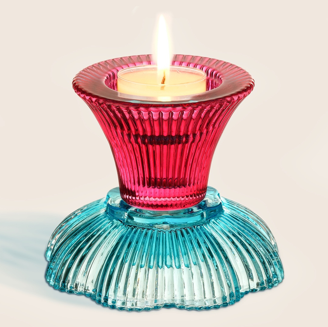 Nanjıng Cam Şamdan 10.2x10.2x8.2 Cm Renkli