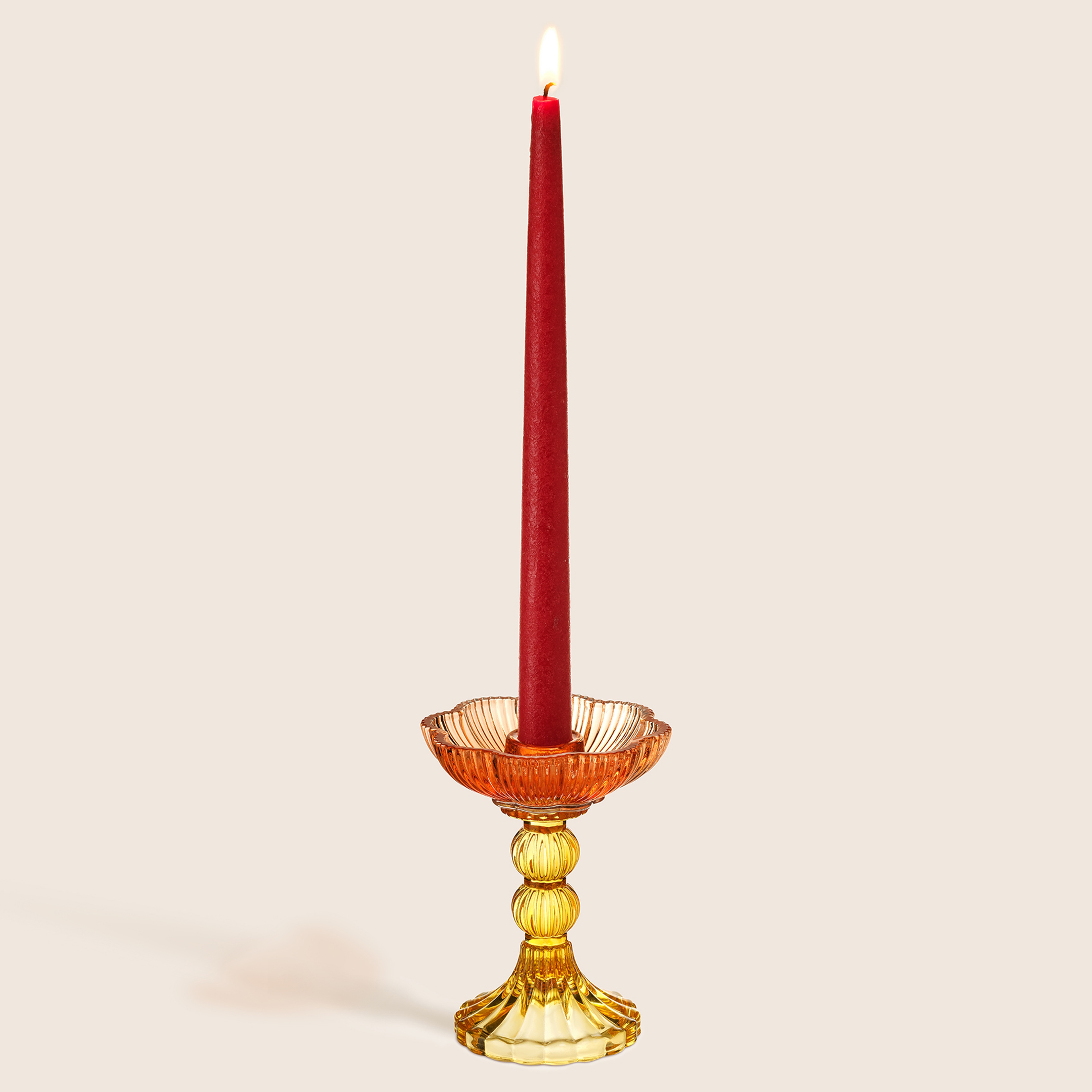 Nanjıng Cam Şamdan 10.2x10.2x13.5 Cm Renkli