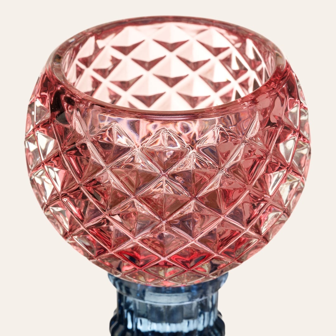 Nanjıng Cam Şamdan 8x8x16.5 Cm Renkli