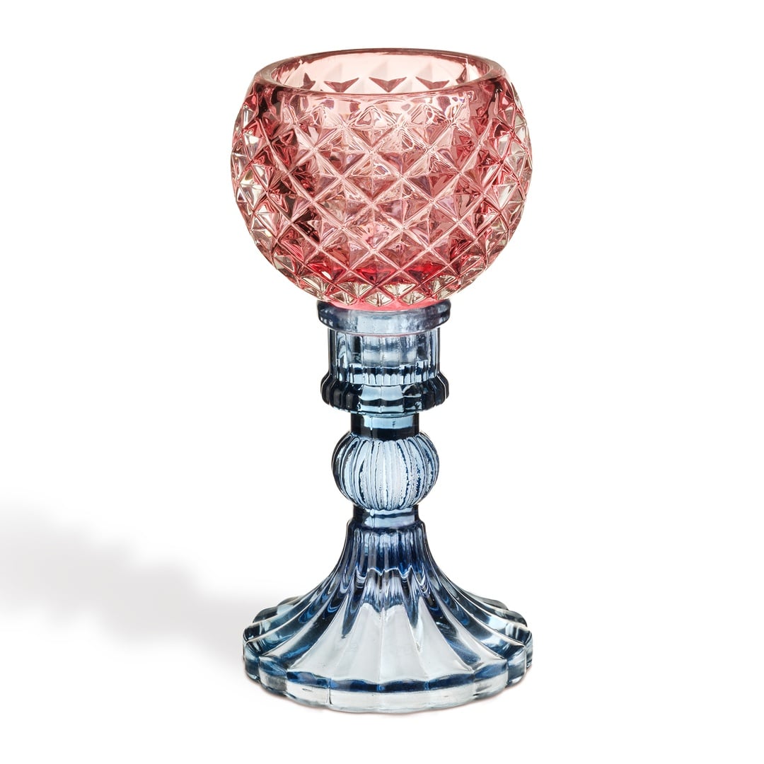 Nanjıng Cam Şamdan 8x8x16.5 Cm Renkli