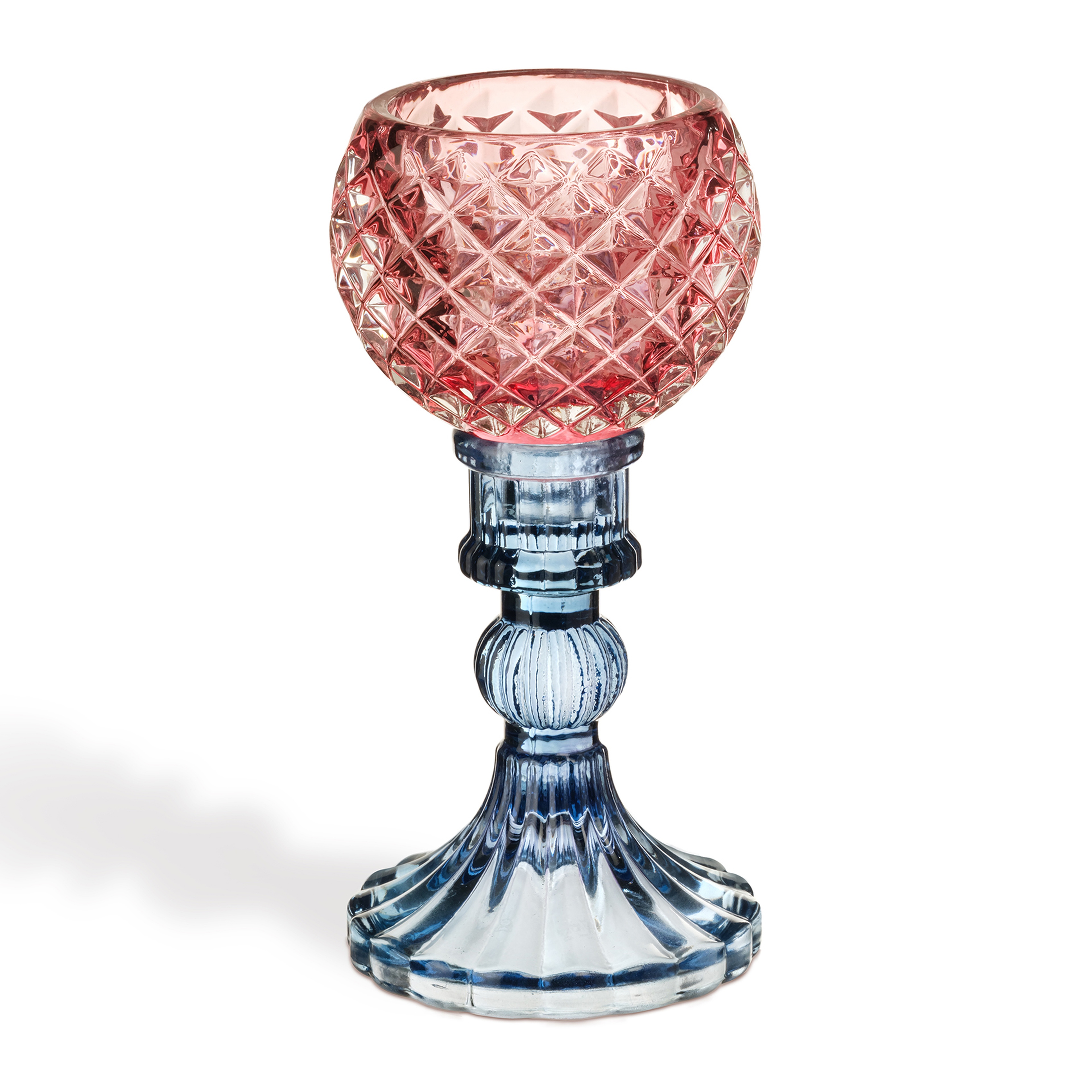 Nanjıng Cam Şamdan 8x8x16.5 Cm Renkli