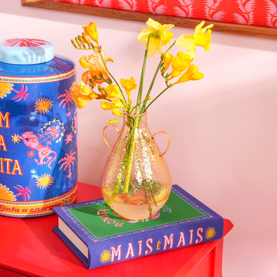 Nanjıng Borosilikat Cam Vazo 13.5x13.5x21.5 Cm Renkli