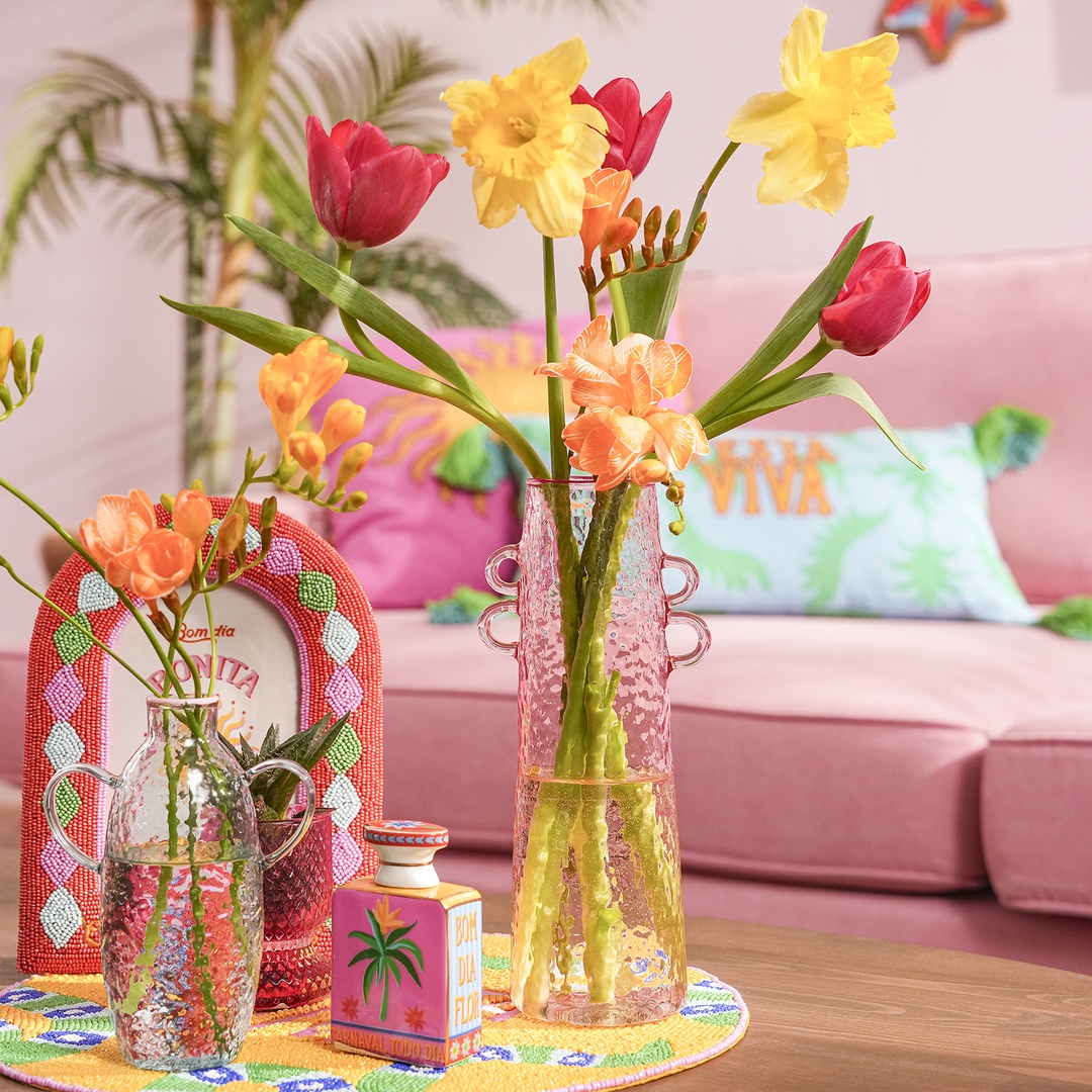 Nanjıng Borosilikat Cam Vazo 8x10x24 Cm Renkli