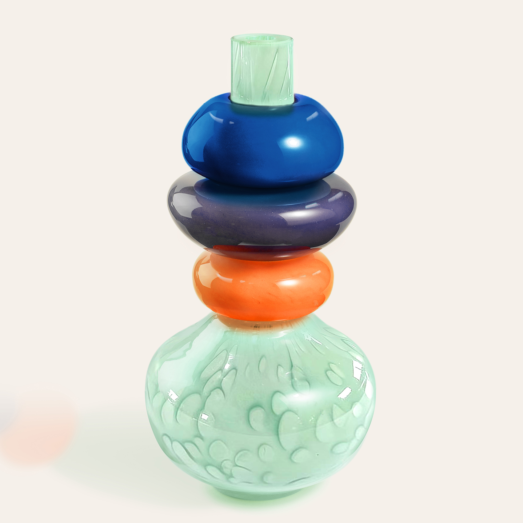 Baıta El Üretimi Cam Vazo 20x20x39 Cm Renkli